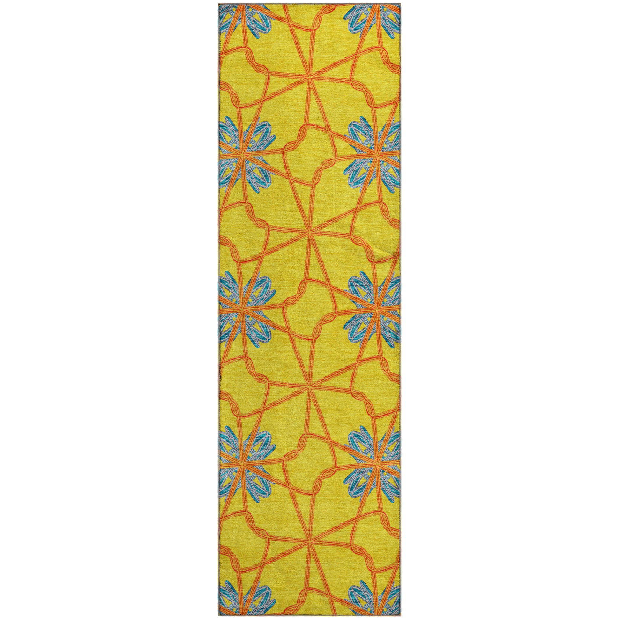 Salzburg Machine Washable Transitional Yellow Gold Rug 2'3" x 7'6" #shape_Runner