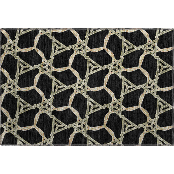 Cusco Machine Washable Transitional Black Rug 1'8" x 2'6"