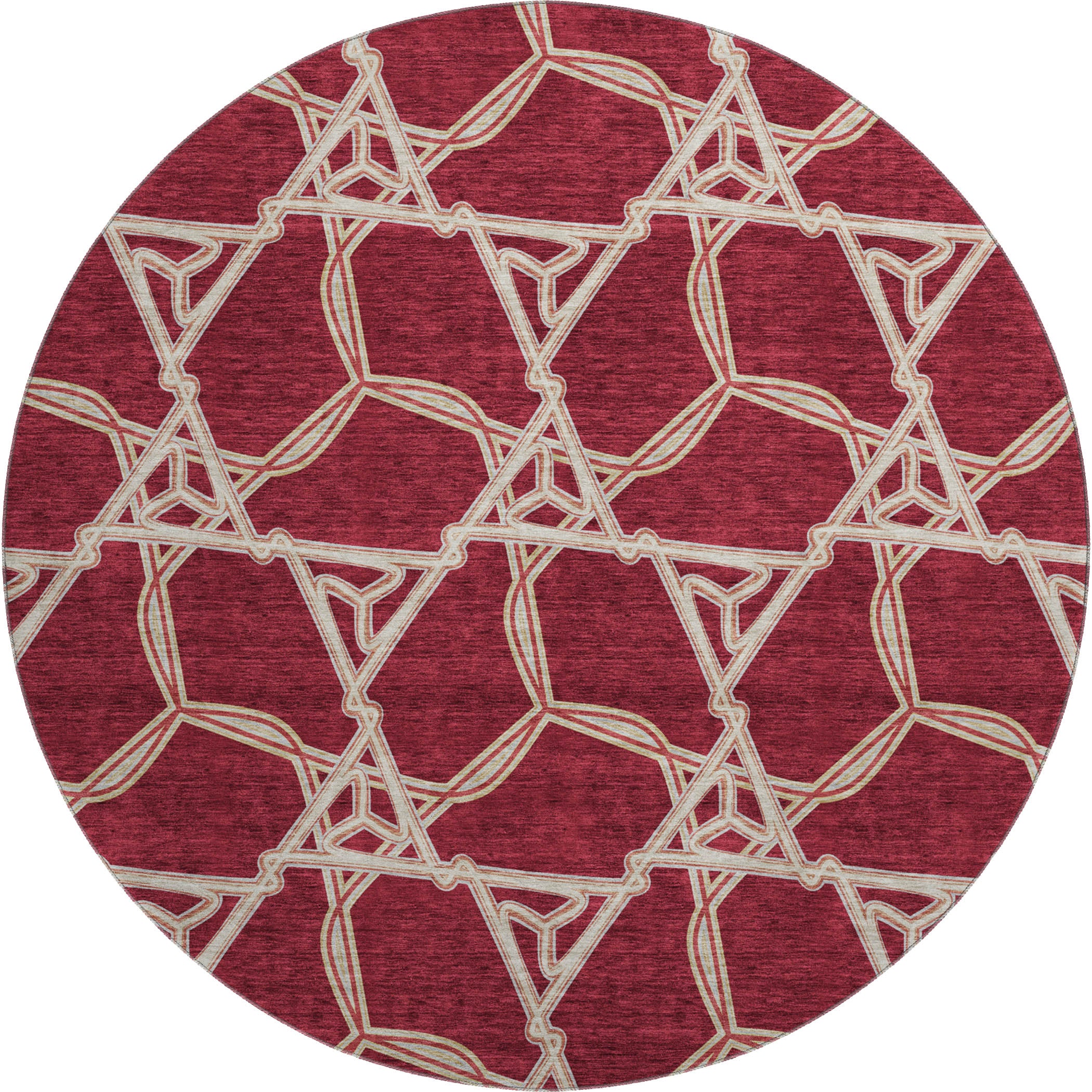 Cusco Machine Washable Transitional Burgundy Red Rug 8' x 8' #shape_Round