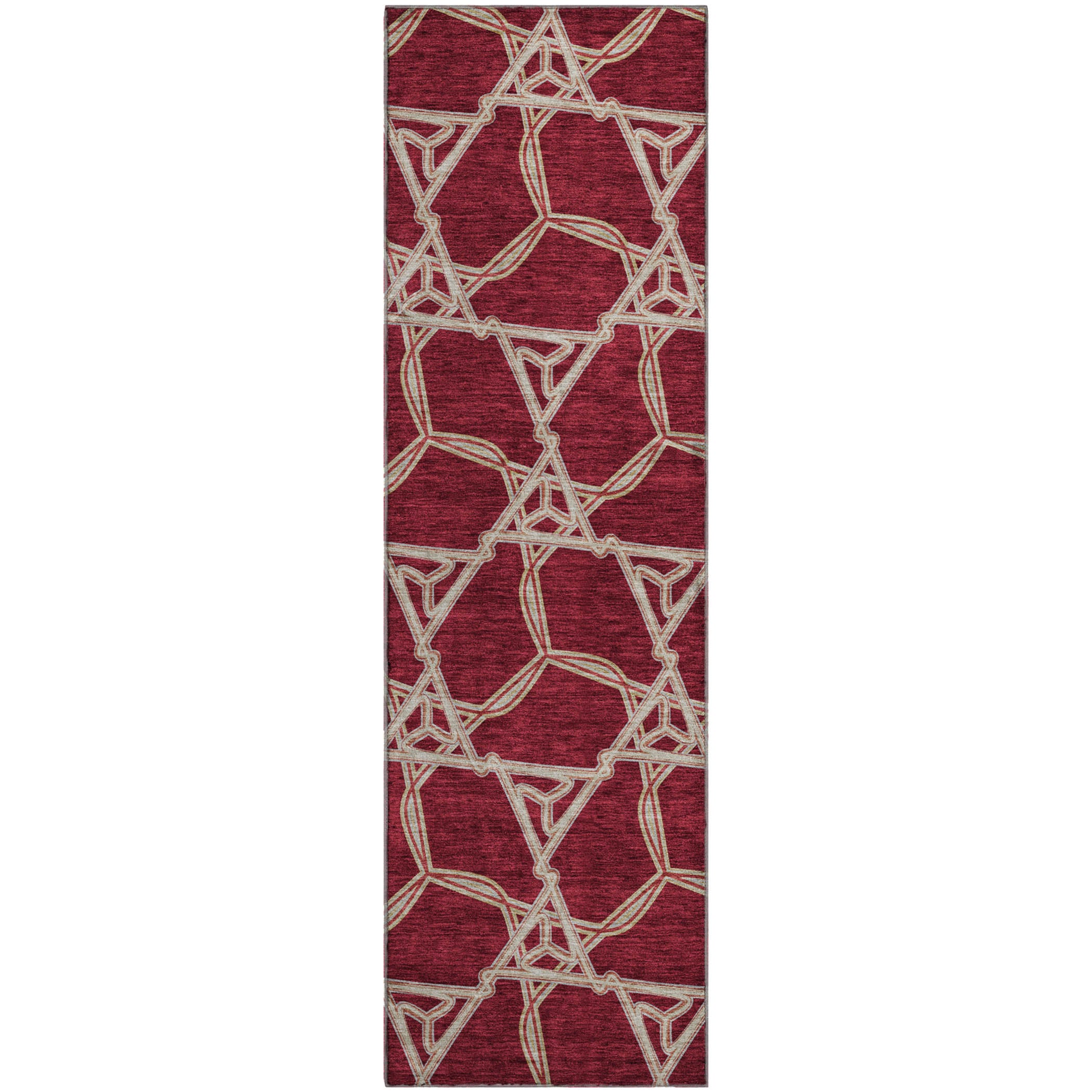 Cusco Machine Washable Transitional Burgundy Red Rug 2'3" x 7'6" #shape_Runner