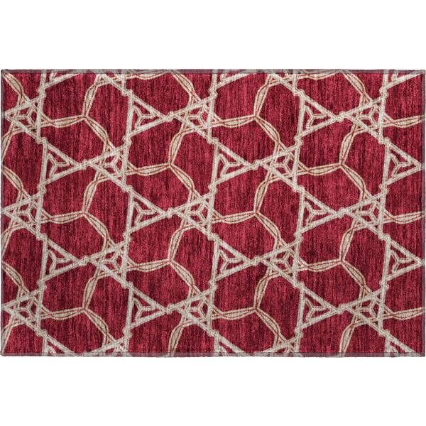 Cusco Machine Washable Transitional Burgundy Red Rug 1'8" x 2'6"