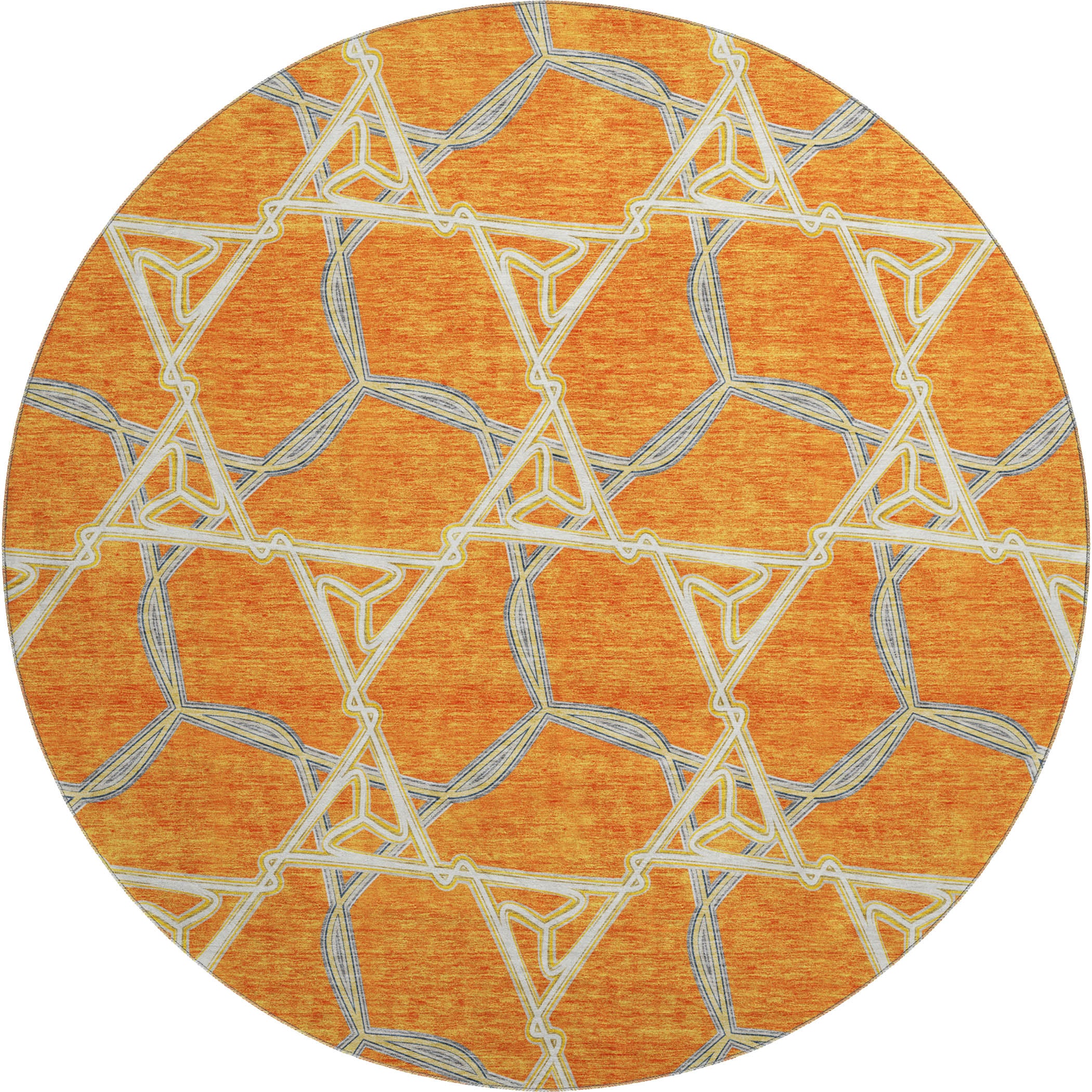 Cusco Machine Washable Transitional Orange Rug 8' x 8' #shape_Round