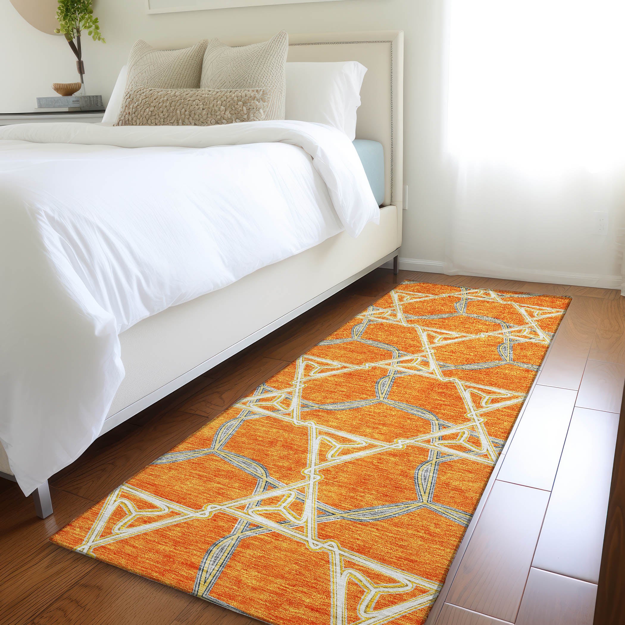 Cusco Machine Washable Transitional Orange Rug 2'3" x 7'6" #shape_Runner