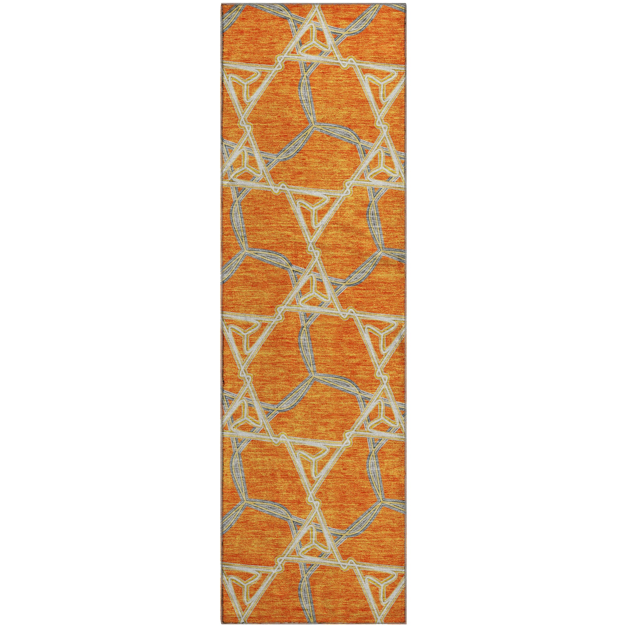 Cusco Machine Washable Transitional Orange Rug 2'3" x 7'6" #shape_Runner