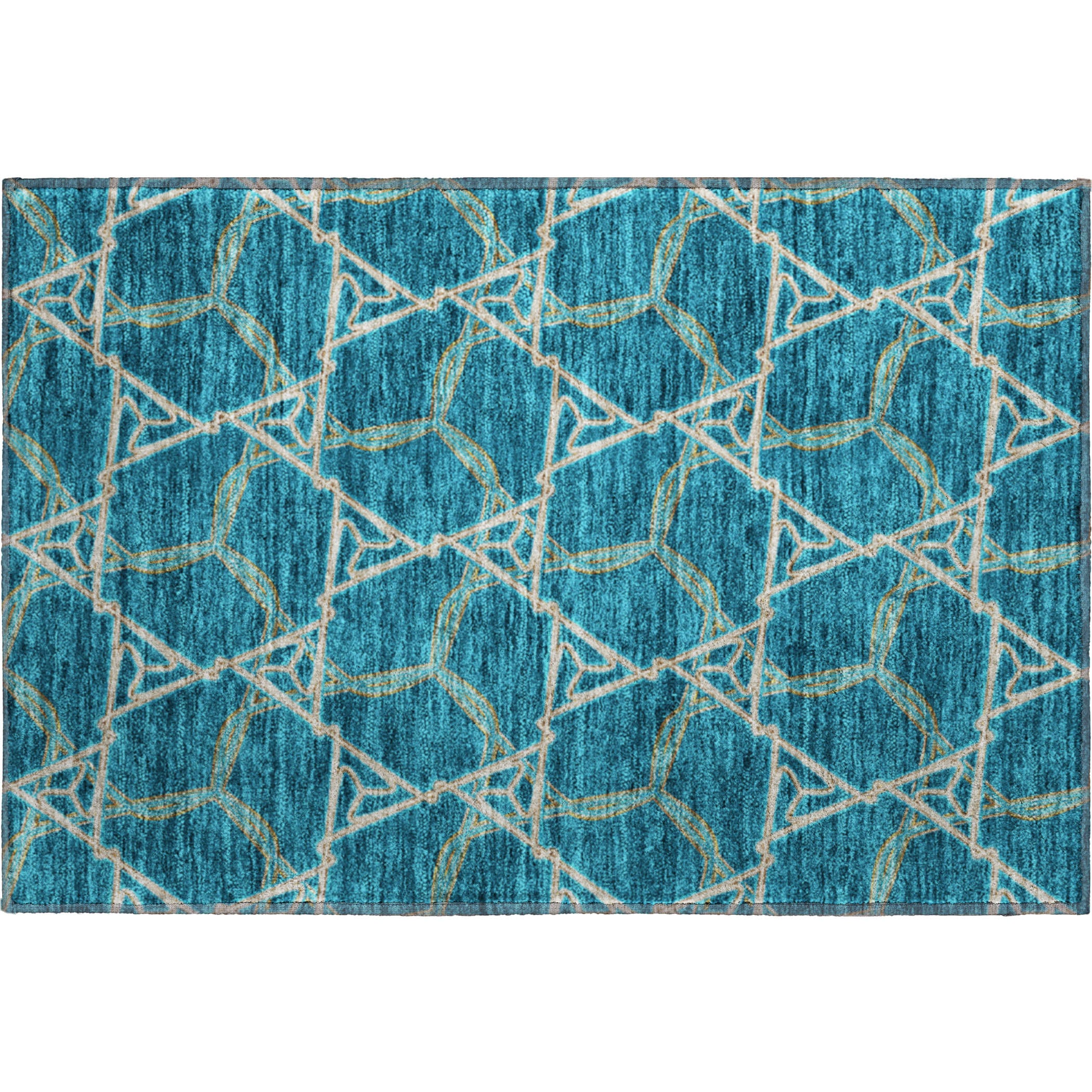 Cusco Machine Washable Transitional Teal Rug 1'8" x 2'6" #shape_Rectangle