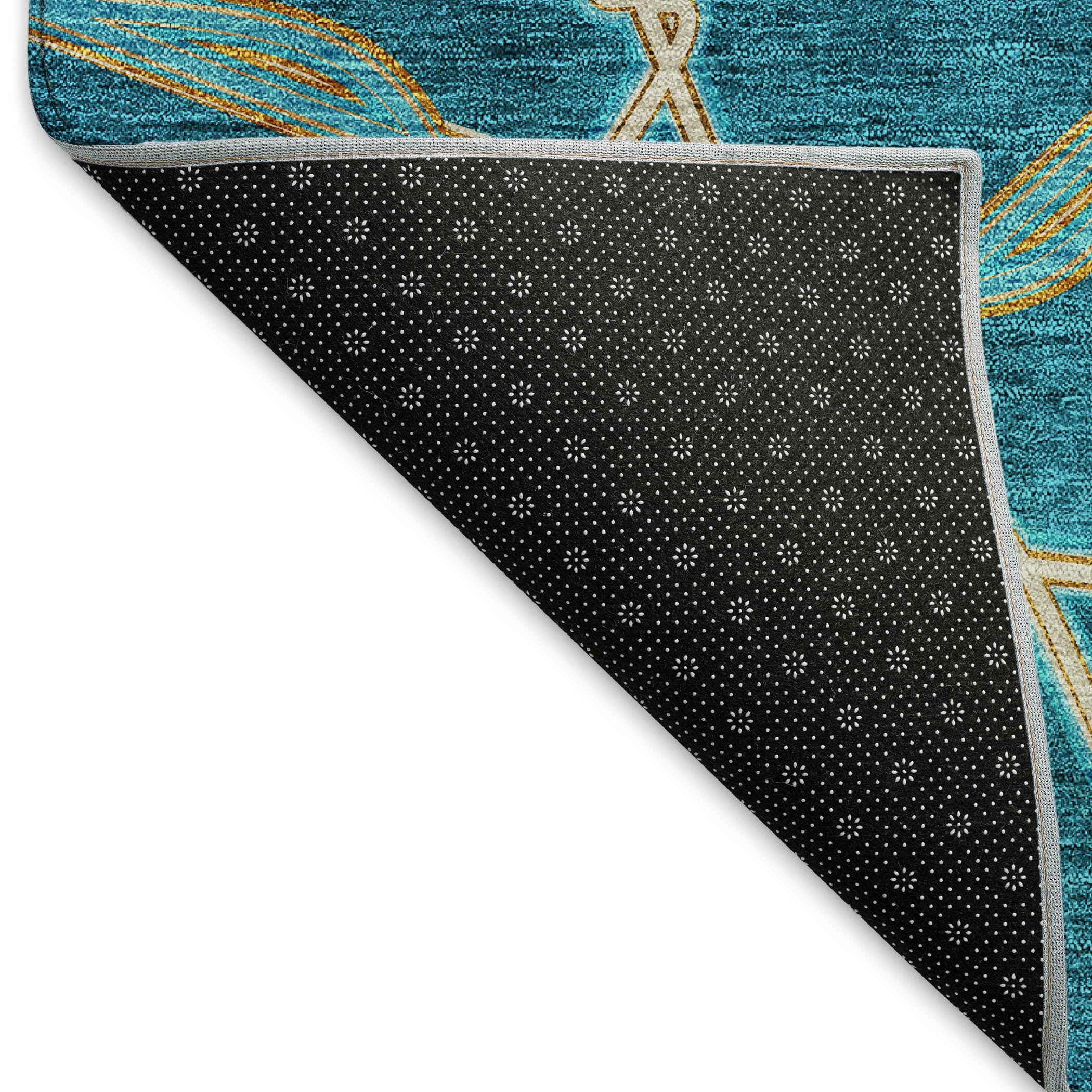 Cusco Machine Washable Transitional Teal Rug 1'8" x 2'6" #shape_Rectangle