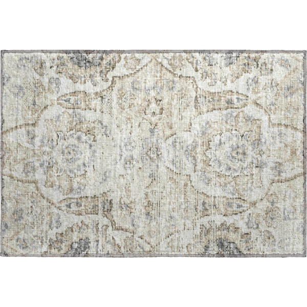 Split Machine Washable Traditional Linen Neutral Rug 1'8" x 2'6"