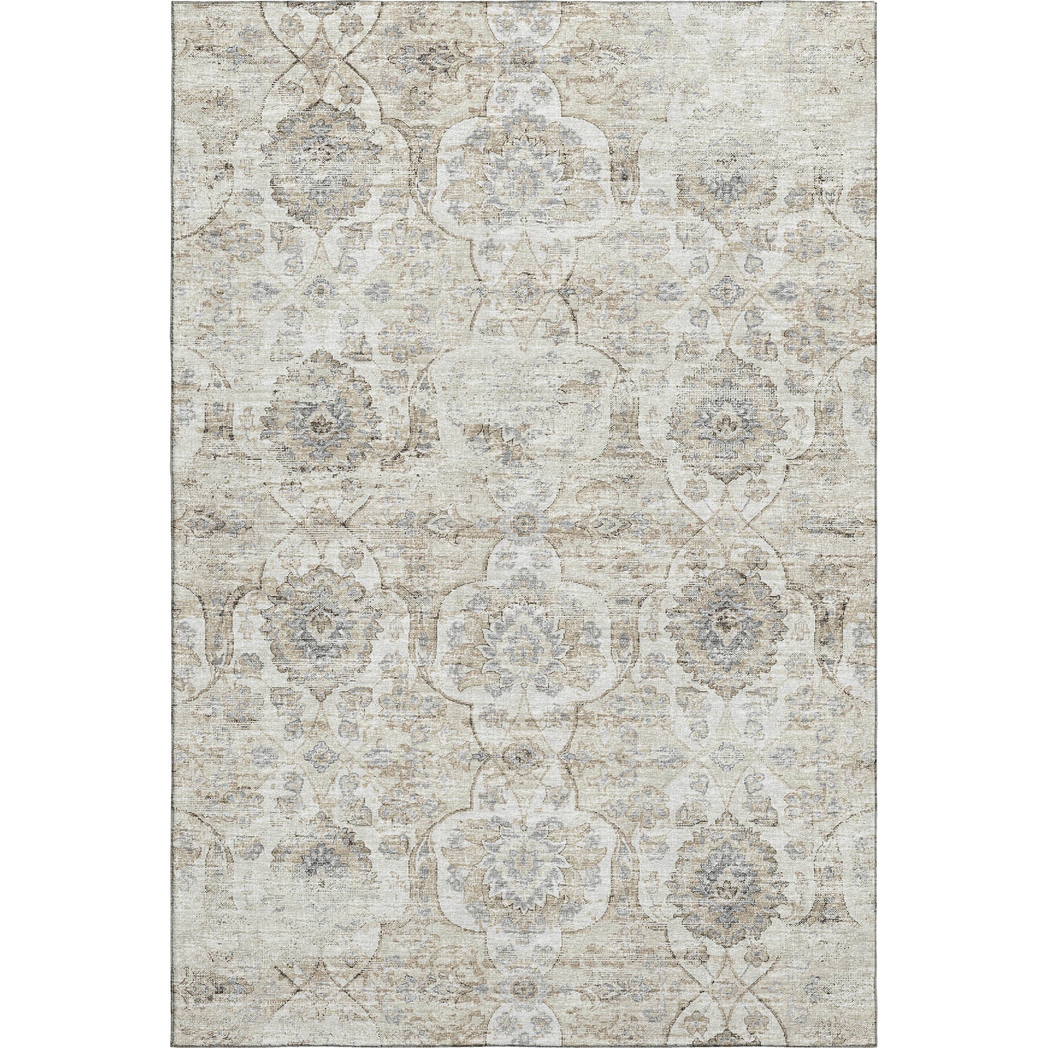 Split Machine Washable Traditional Linen Neutral Rug 2'6" x 3'10" #shape_Rectangle
