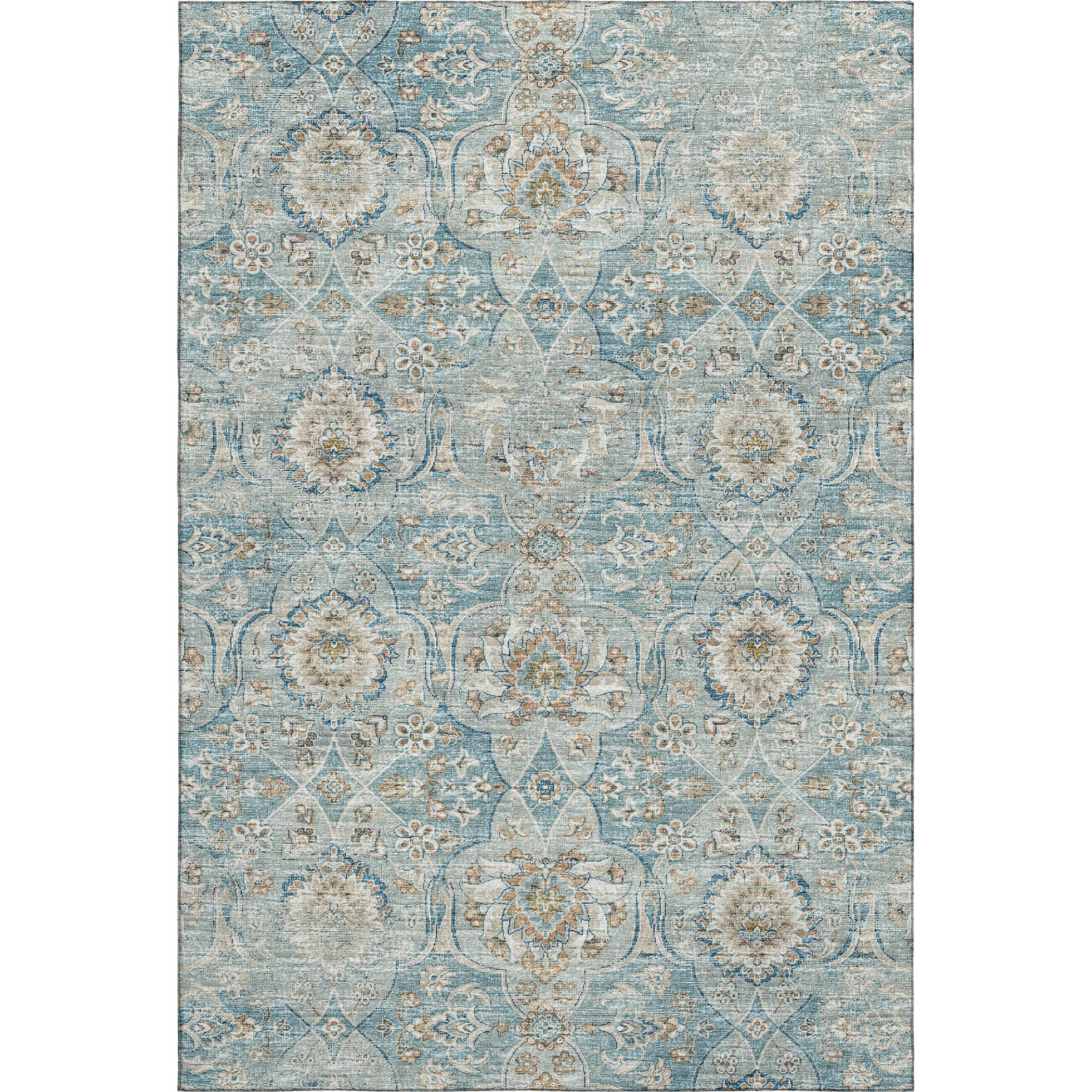 Split Machine Washable Traditional Peacock Blue Rug 2'6" x 3'10" #shape_Rectangle