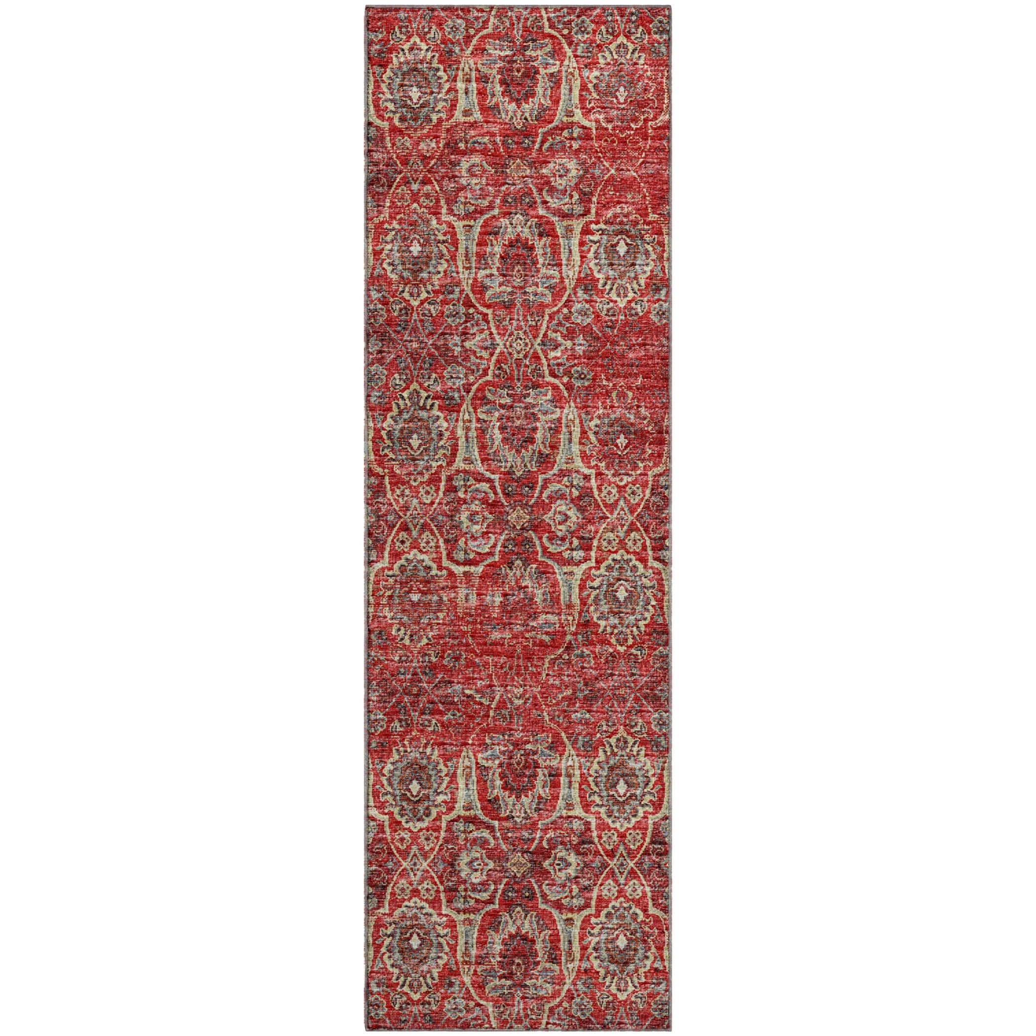 Split Machine Washable Traditional Red Rug 2'3" x 7'6" #shape_Runner