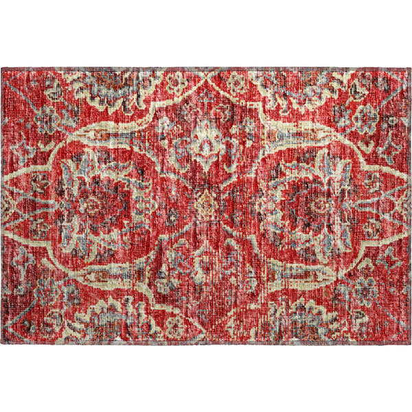 Split Machine Washable Traditional Red Rug 1'8" x 2'6"