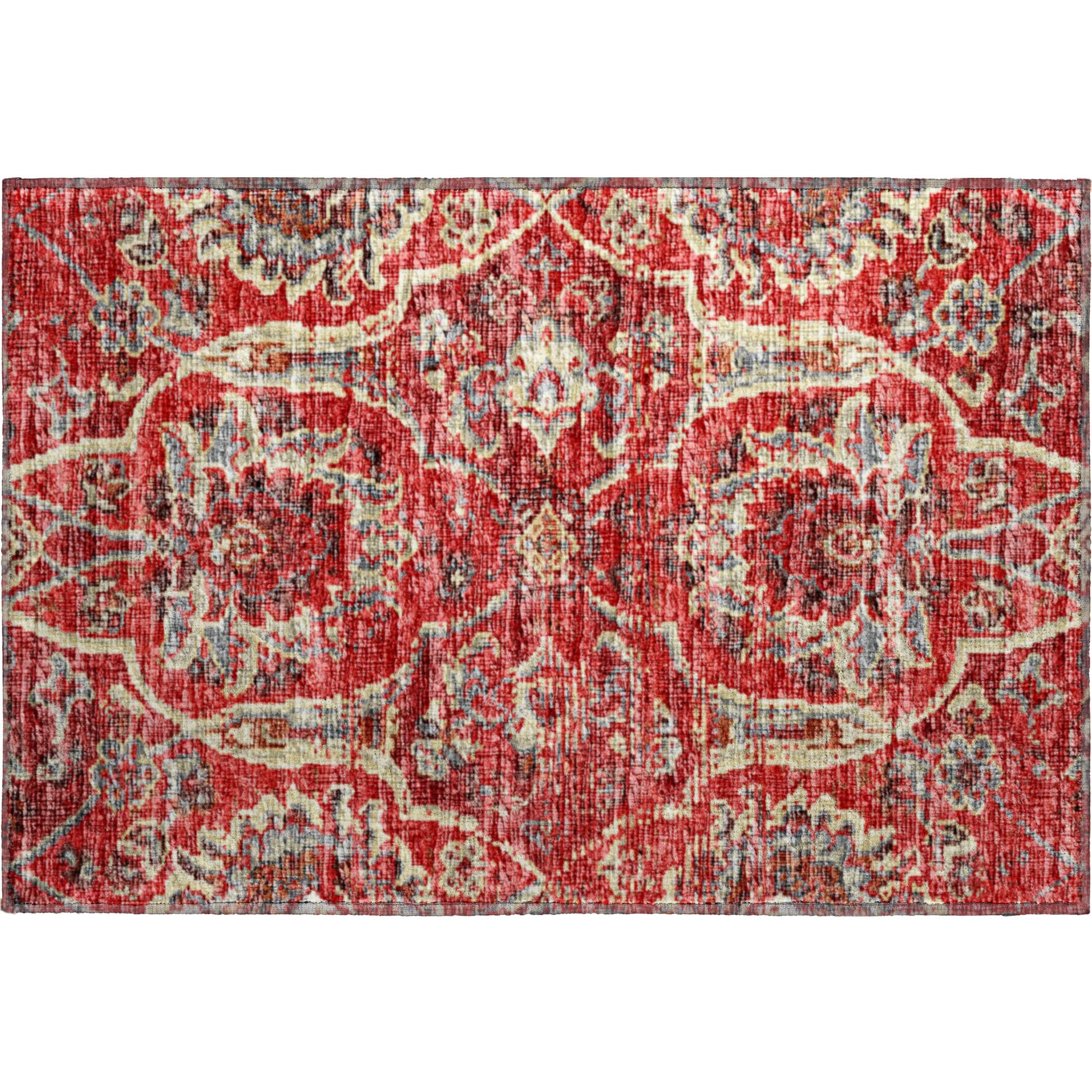 Split Machine Washable Traditional Red Rug 1'8" x 2'6" #shape_Rectangle