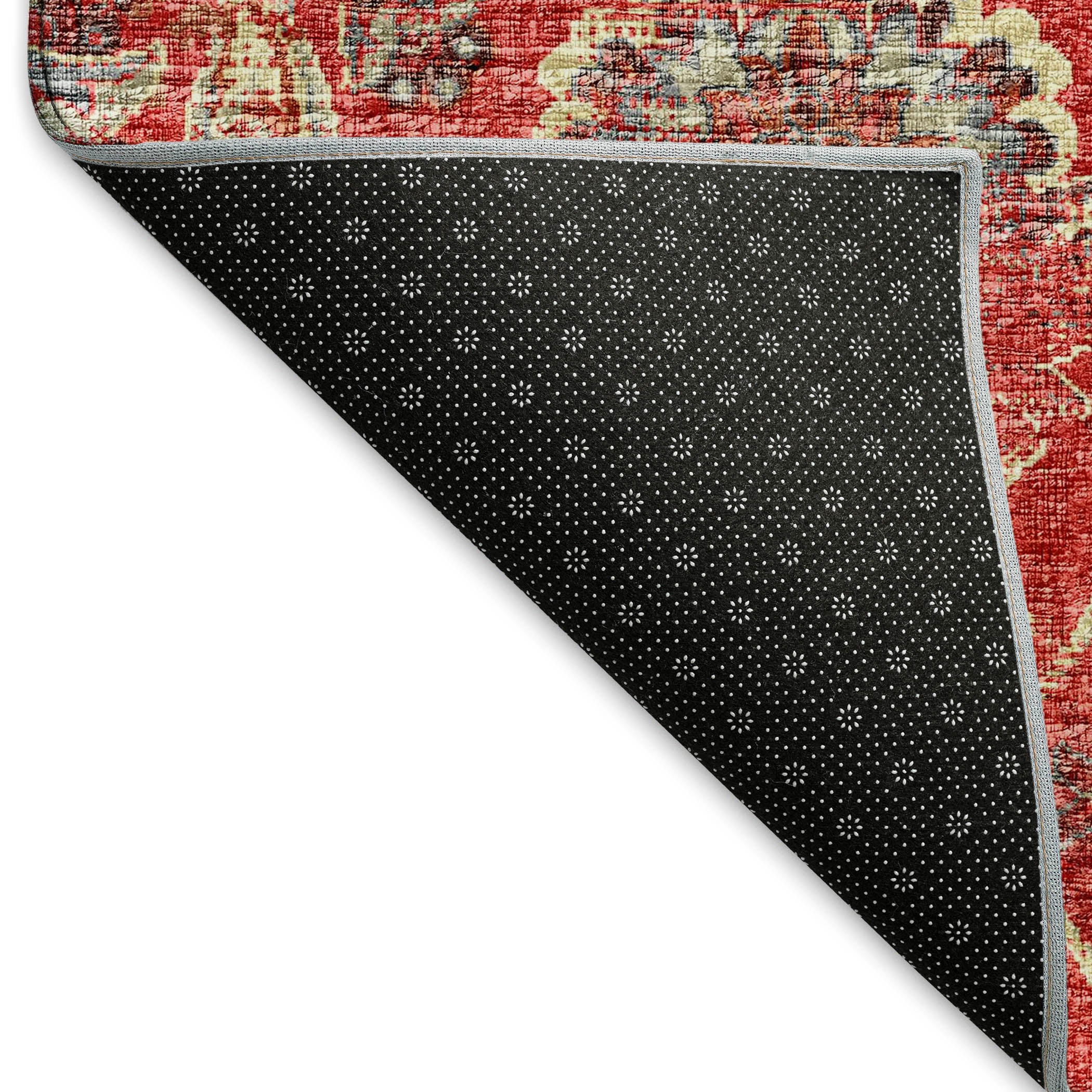 Split Machine Washable Traditional Red Rug 1'8" x 2'6" #shape_Rectangle