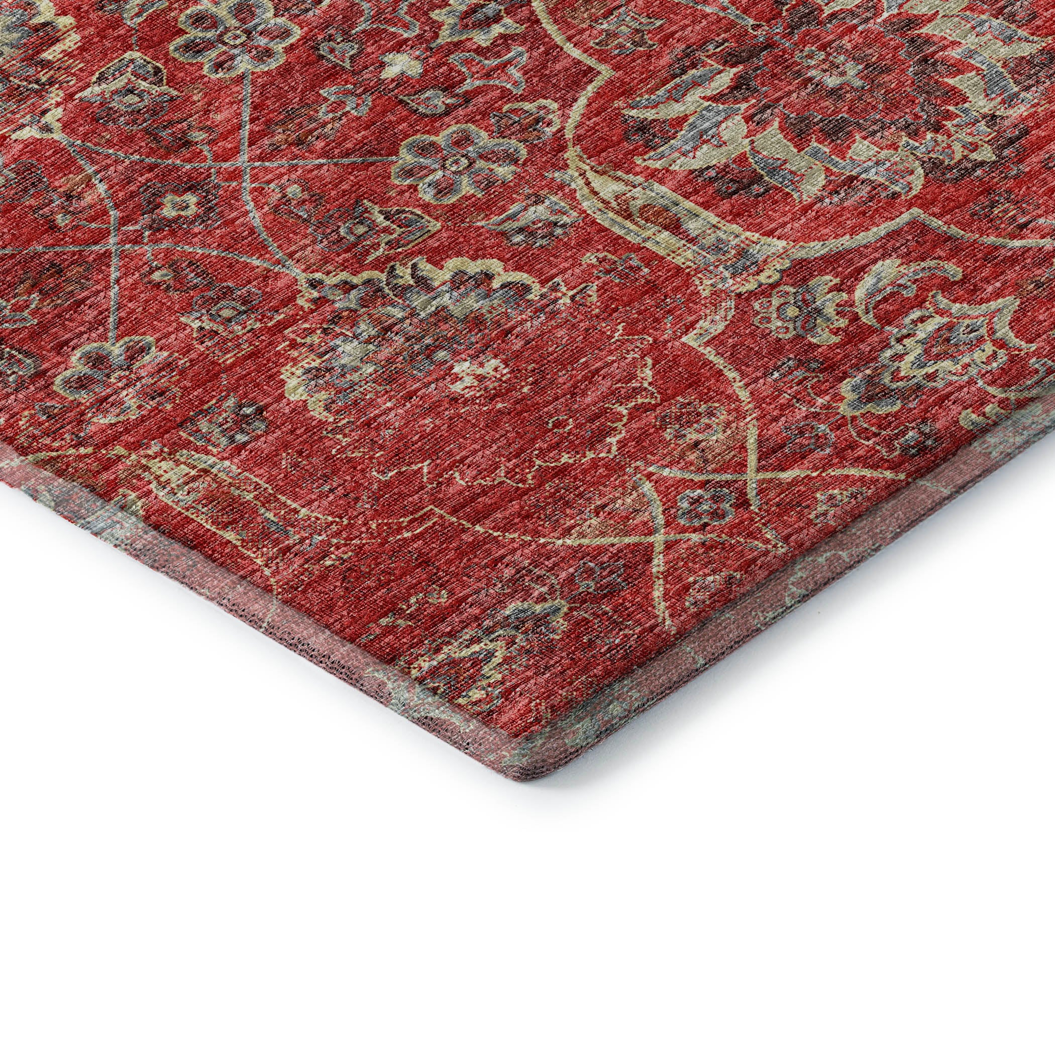 Split Machine Washable Traditional Red Rug 1'8" x 2'6" #shape_Rectangle