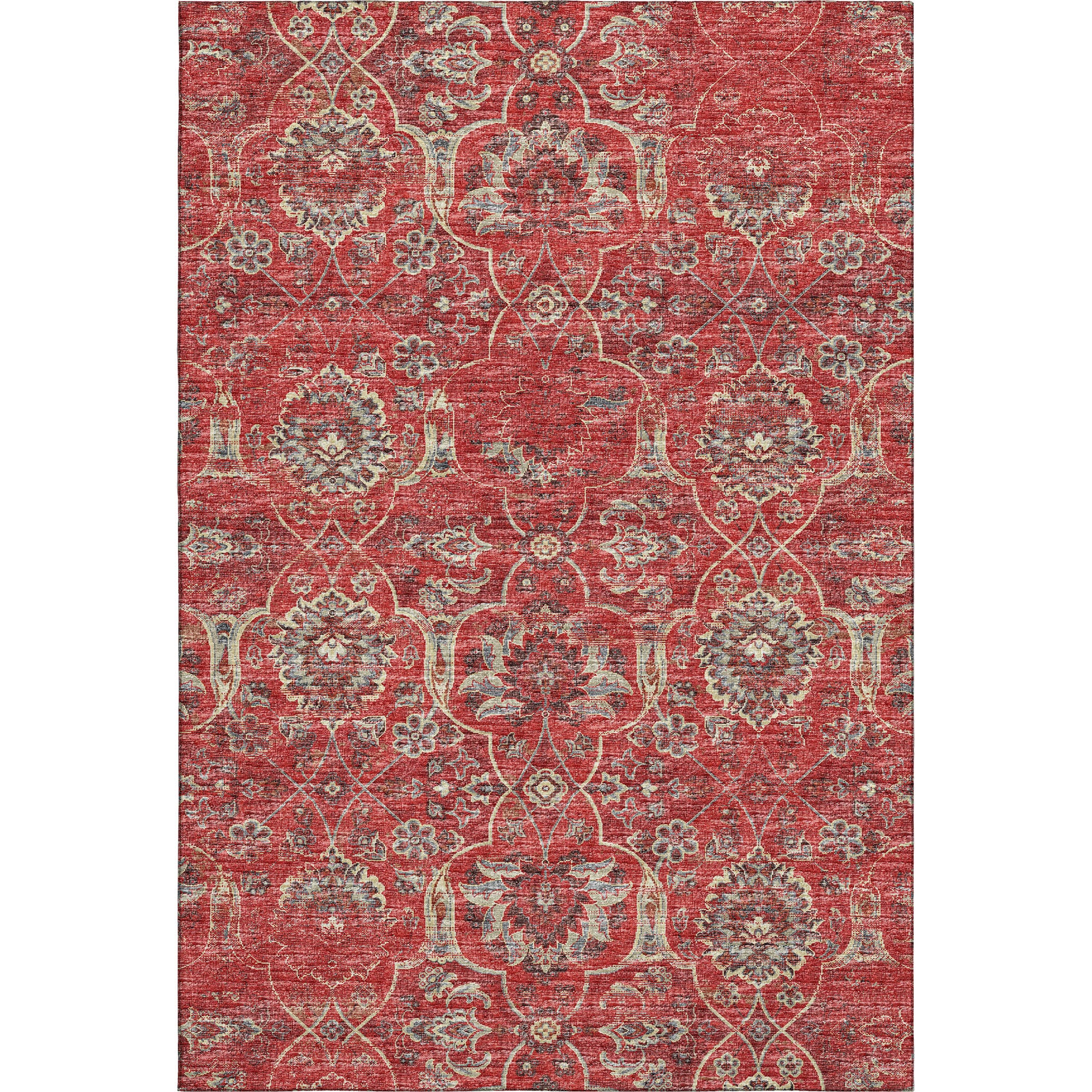 Split Machine Washable Traditional Red Rug 2'6" x 3'10" #shape_Rectangle