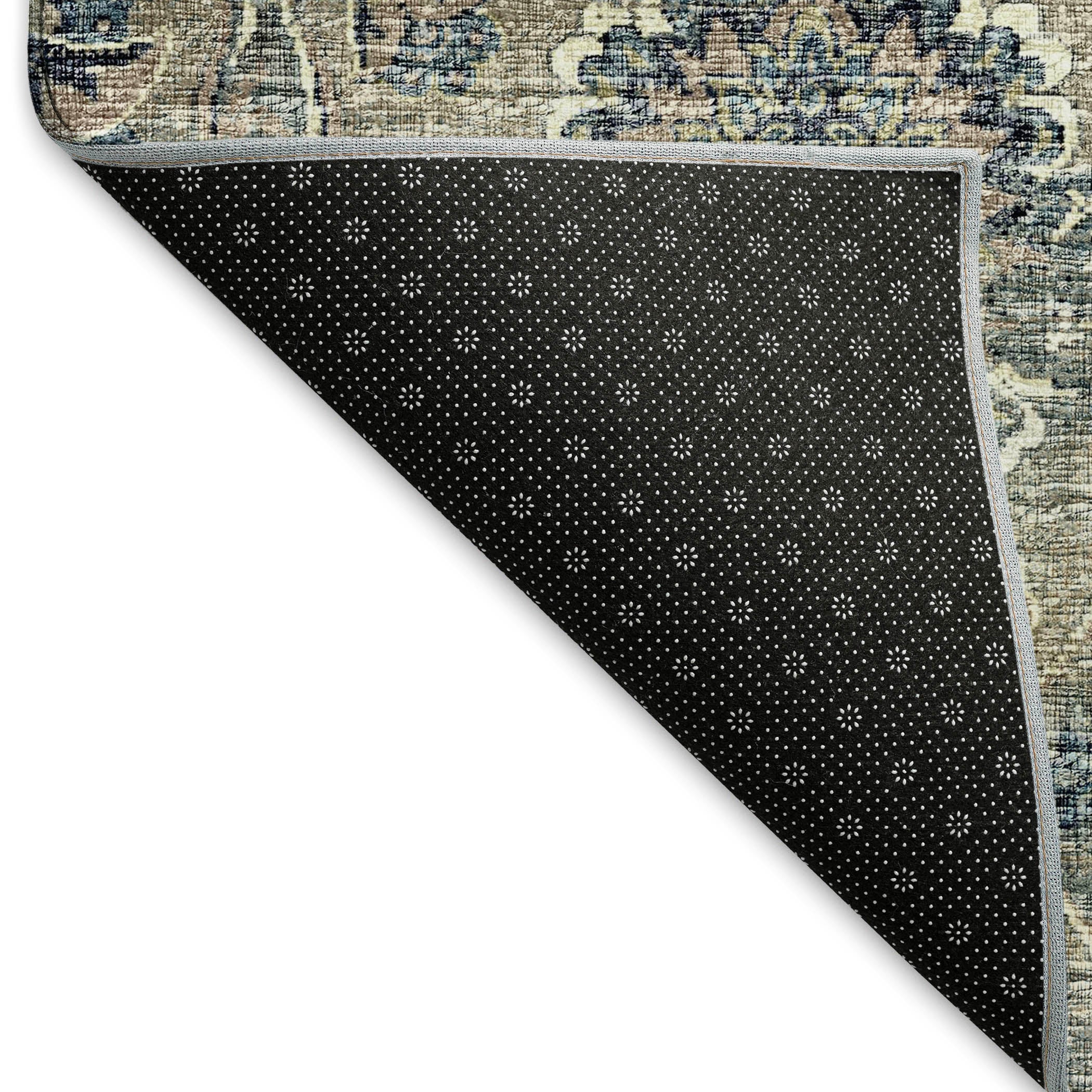 Split Machine Washable Traditional River Blue Rug 1'8" x 2'6" #shape_Rectangle