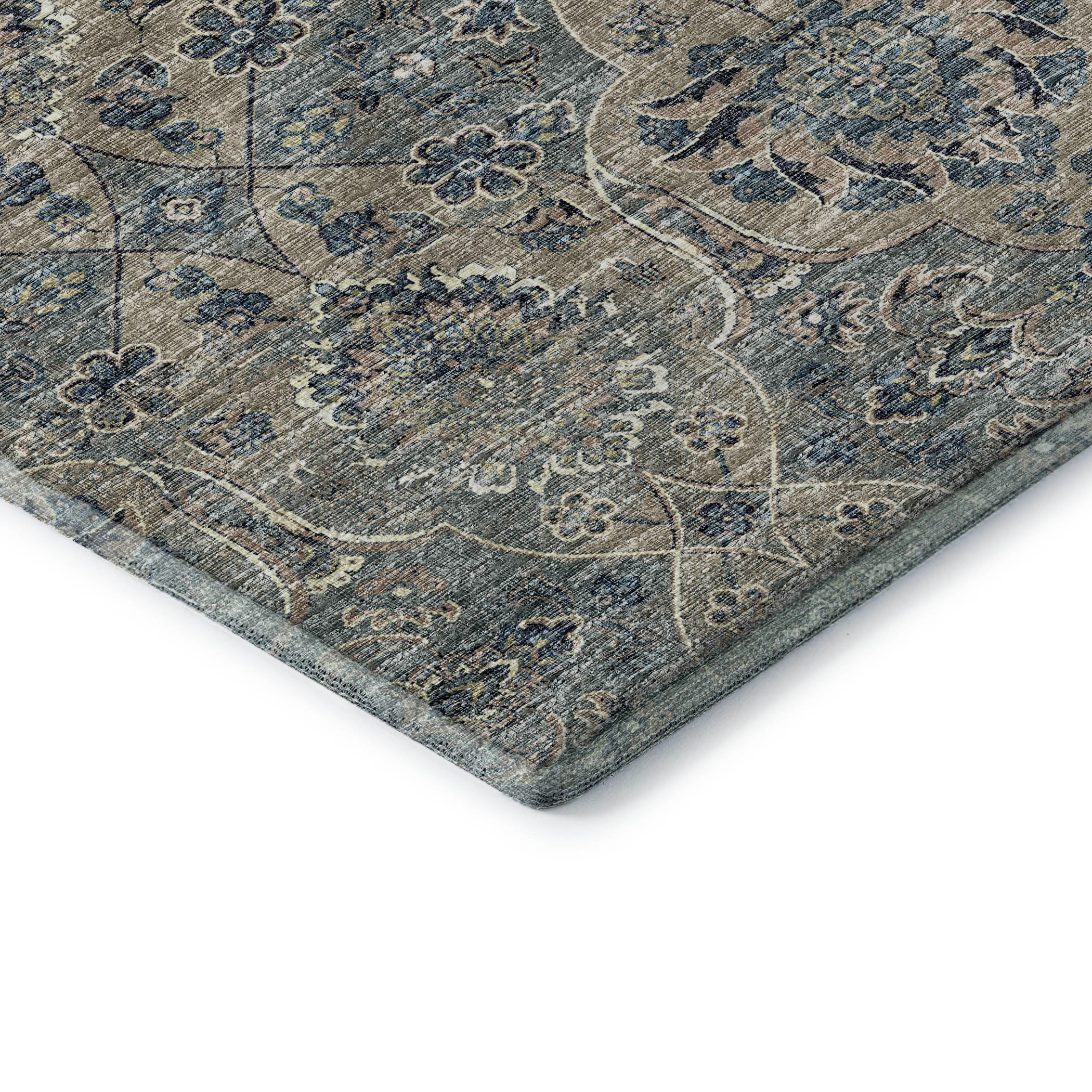 Split Machine Washable Traditional River Blue Rug 1'8" x 2'6" #shape_Rectangle