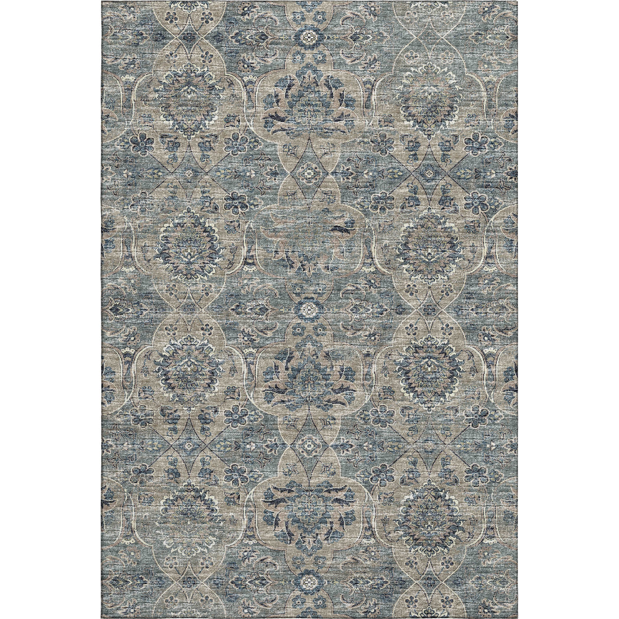 Split Machine Washable Traditional River Blue Rug 2'6" x 3'10" #shape_Rectangle
