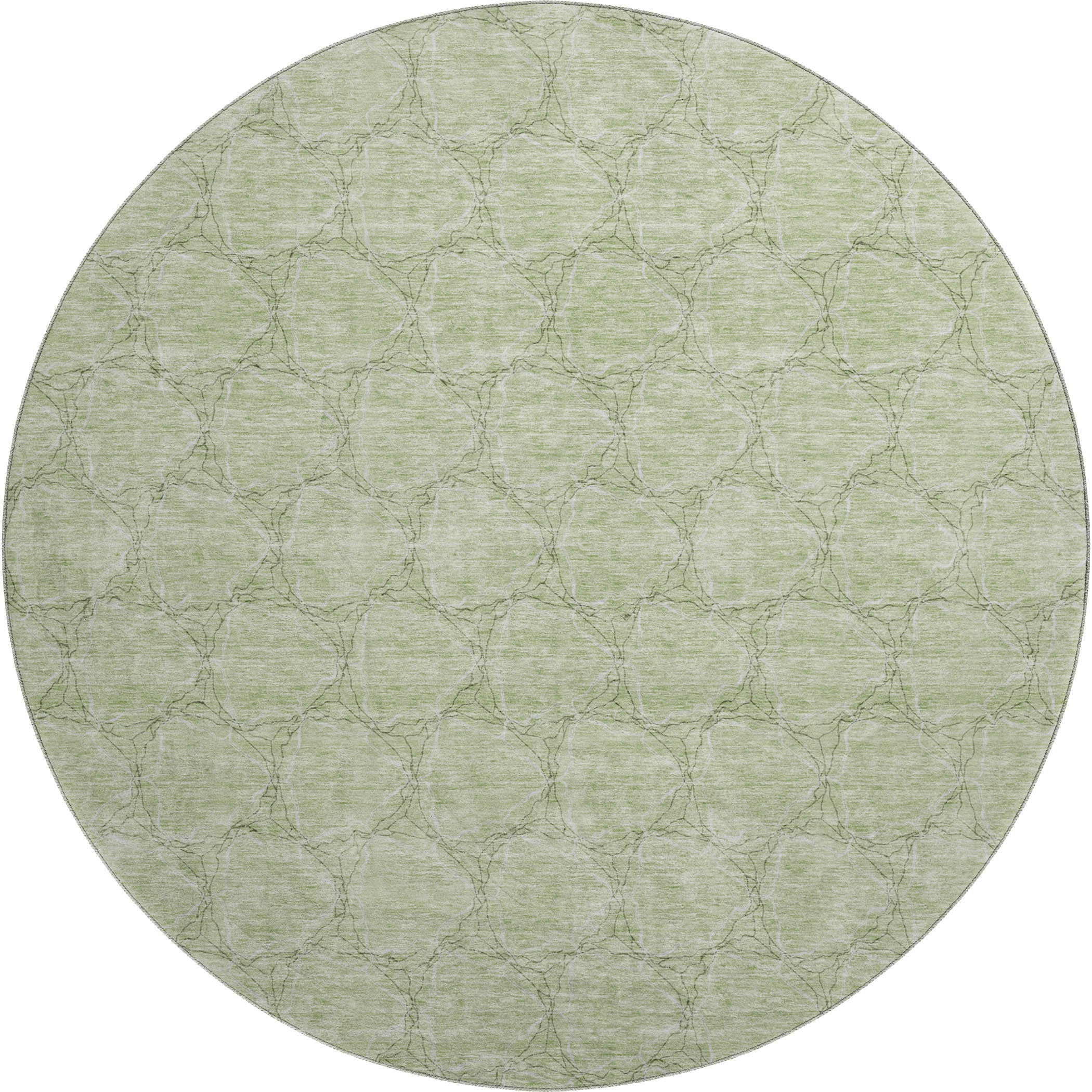 Bergen Machine Washable Transitional Aloe Green Rug 8' x 8' #shape_Round