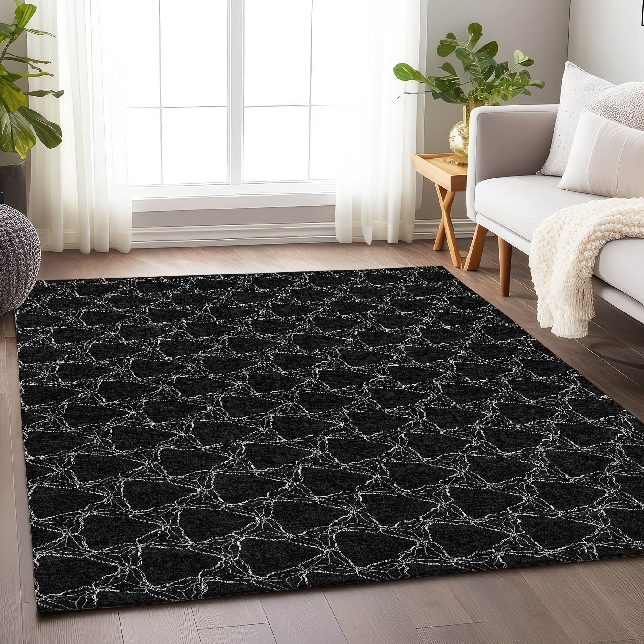 Bergen Machine Washable Transitional Black Rug 2'6" x 3'10" #shape_Rectangle