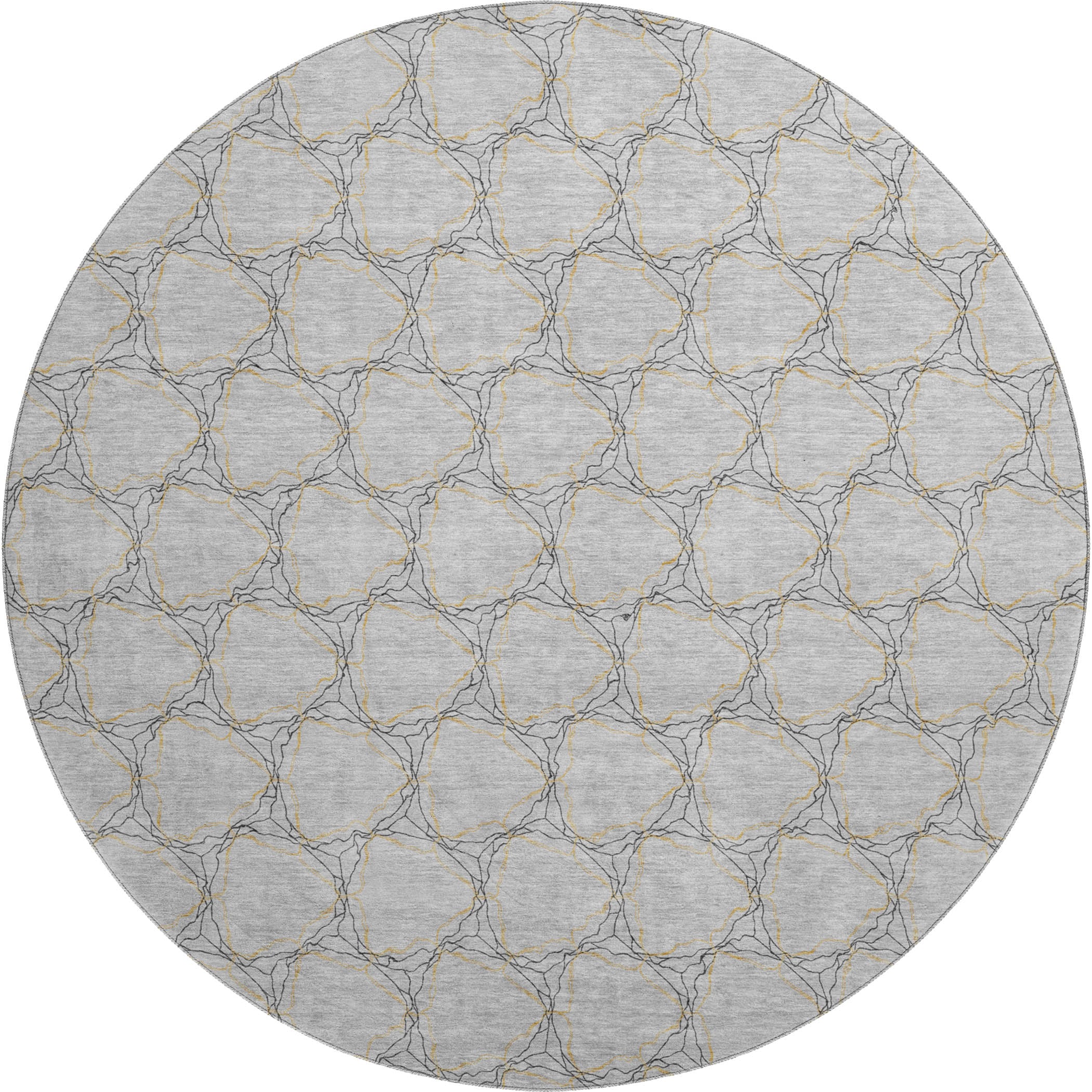 Bergen Machine Washable Transitional Gray Rug 8' x 8' #shape_Round