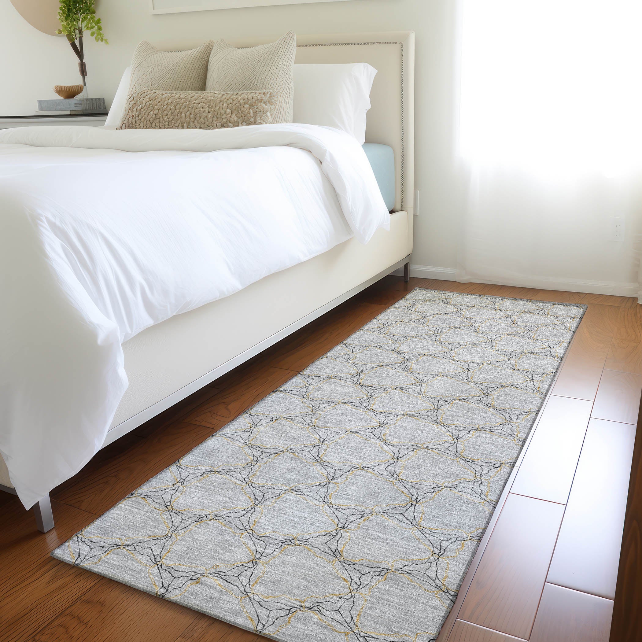Bergen Machine Washable Transitional Gray Rug 2'3" x 7'6" #shape_Runner