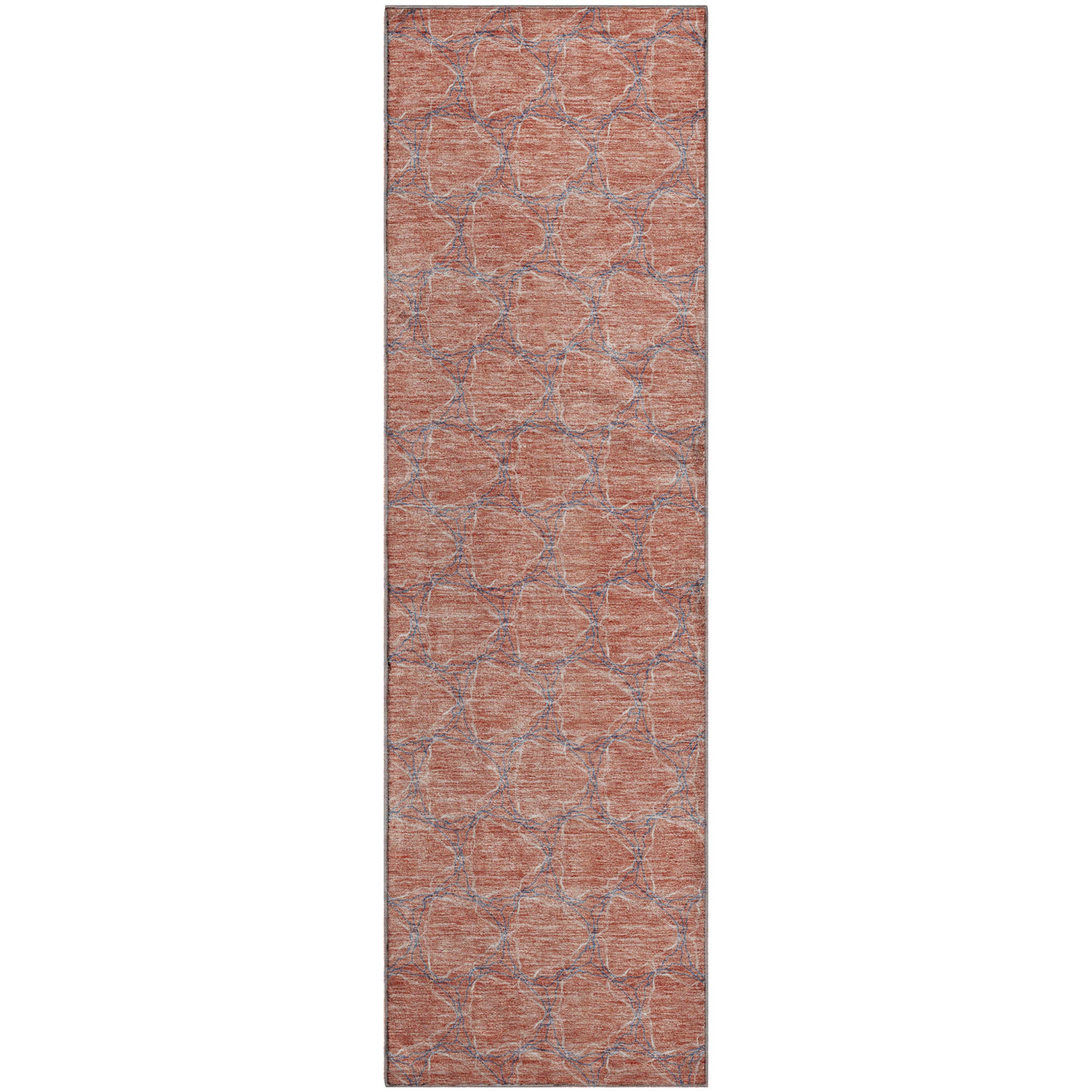 Bergen Machine Washable Transitional Salmon Orange Rug 2'3" x 7'6" #shape_Runner