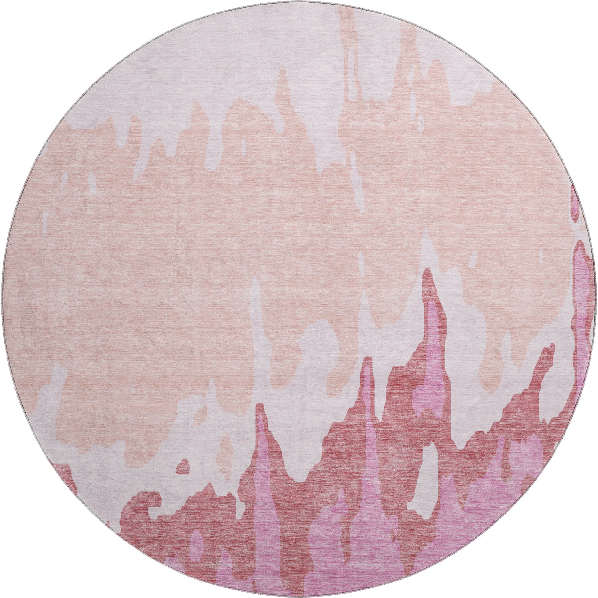 Seville Machine Washable Transitional Blush Pink Rug 8' x 8' #shape_Round