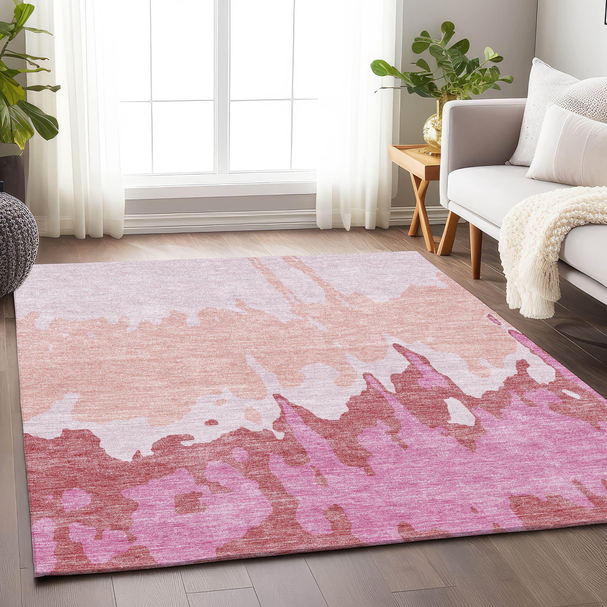 Seville Machine Washable Transitional Blush Pink Rug 2'6" x 3'10" #shape_Rectangle