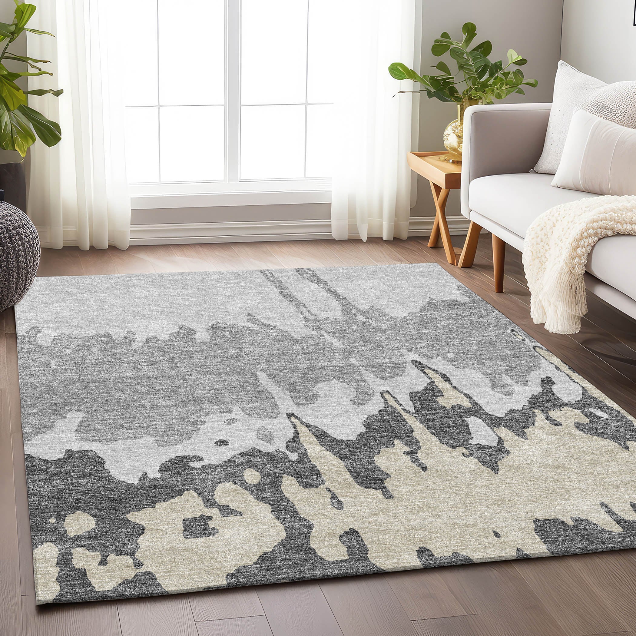 Seville Machine Washable Transitional Gray Rug 2'6" x 3'10" #shape_Rectangle