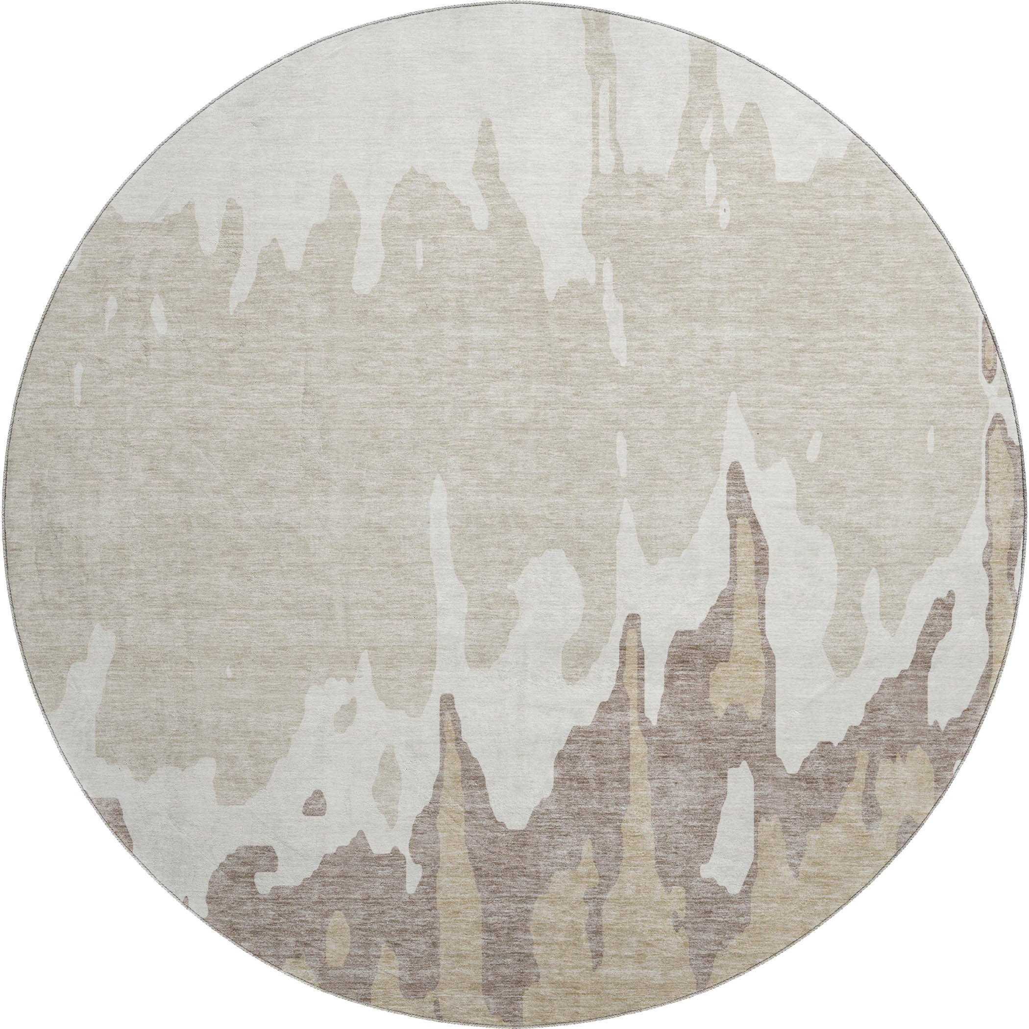 Seville Machine Washable Transitional Ivory Rug 8' x 8' #shape_Round