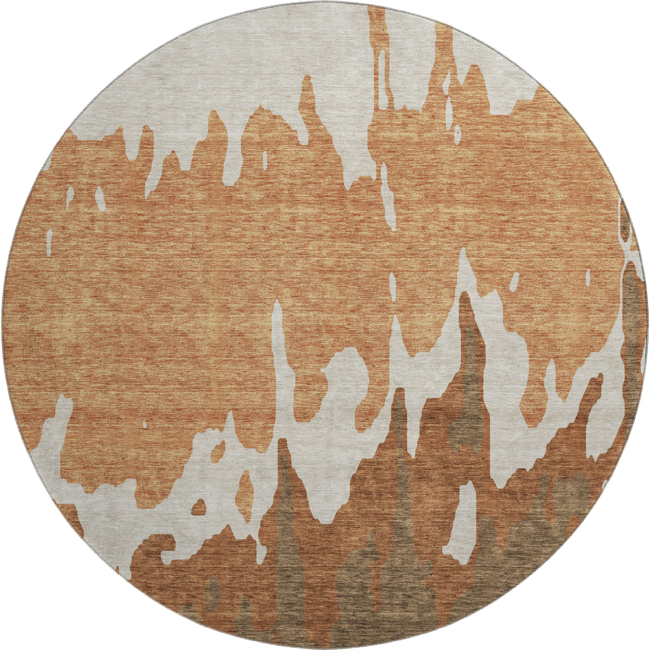 Seville Machine Washable Transitional Paprika Orange Rug 8' x 8' #shape_Round