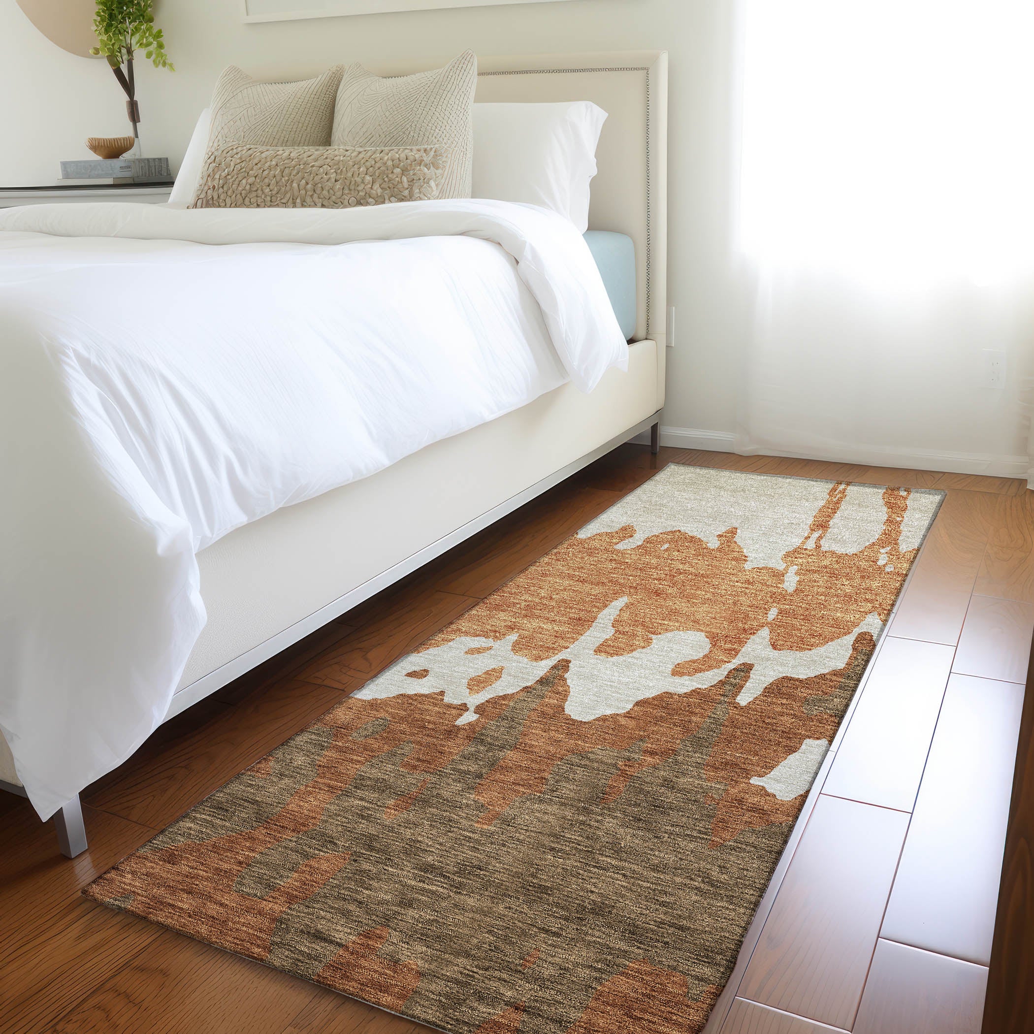 Seville Machine Washable Transitional Paprika Orange Rug 2'3" x 7'6" #shape_Runner
