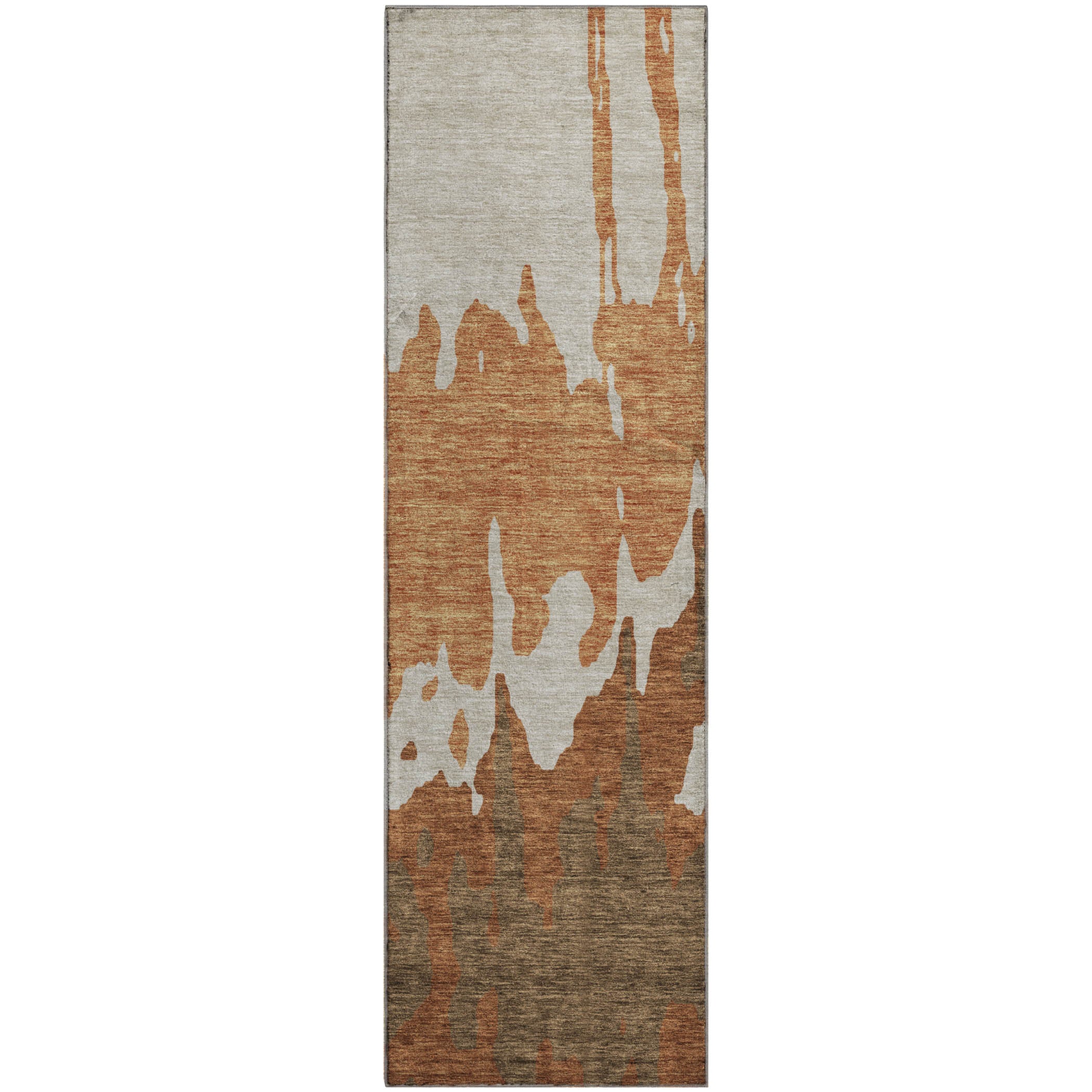 Seville Machine Washable Transitional Paprika Orange Rug 2'3" x 7'6" #shape_Runner