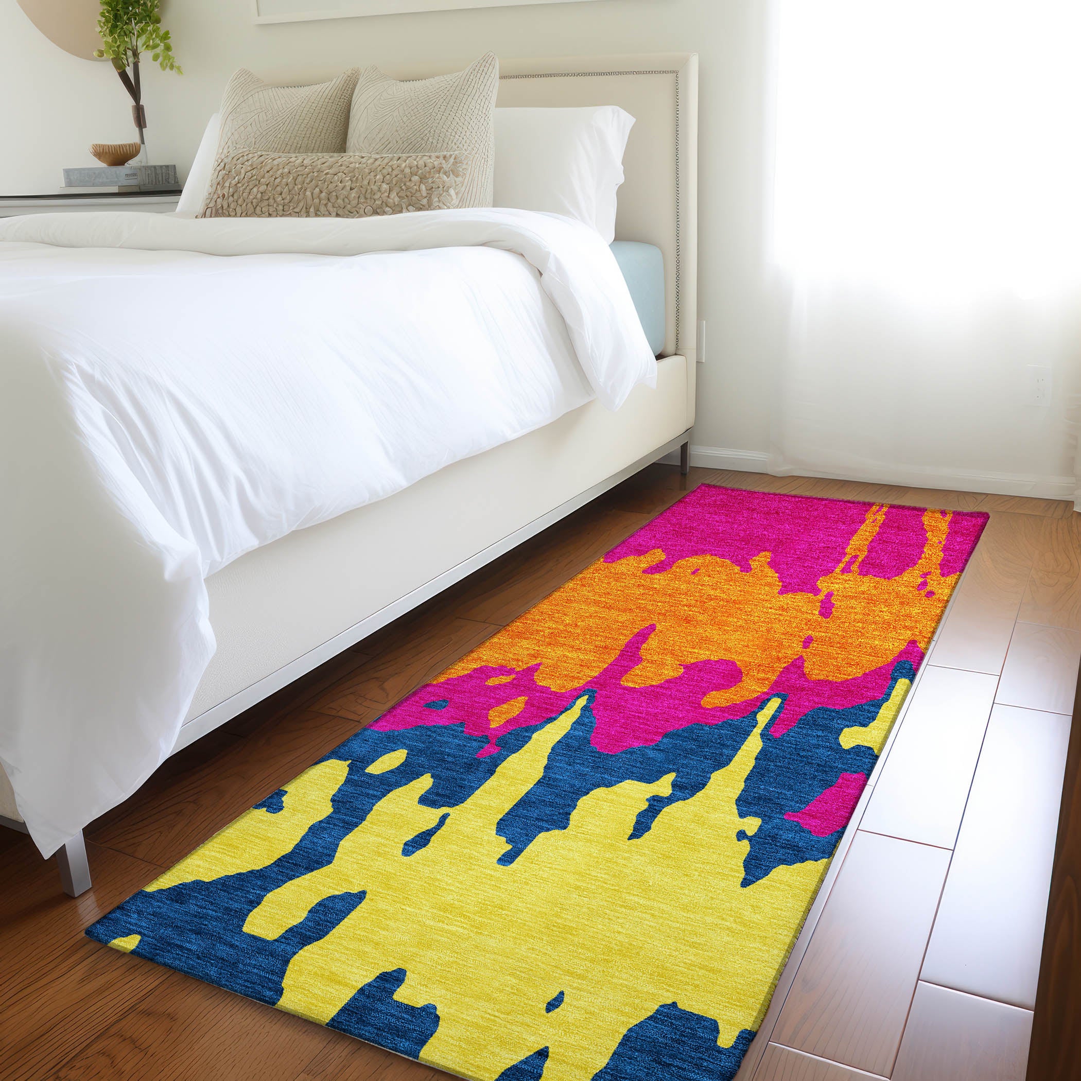 Seville Machine Washable Transitional Pink Rug 2'3" x 7'6" #shape_Runner