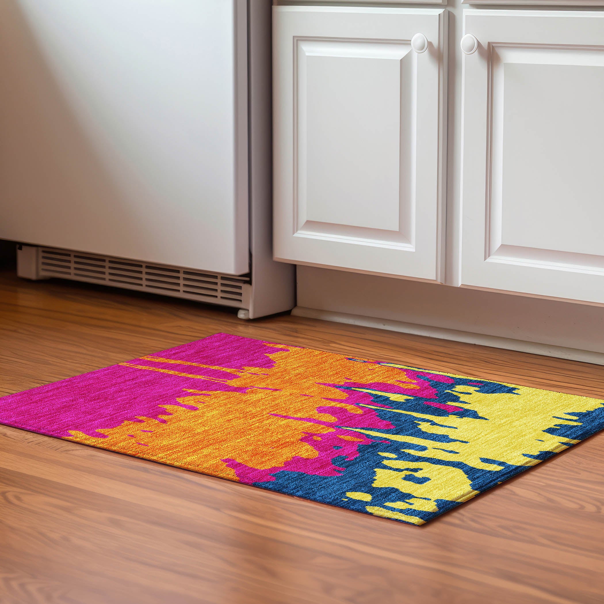 Seville Machine Washable Transitional Pink Rug 1'8" x 2'6" #shape_Rectangle
