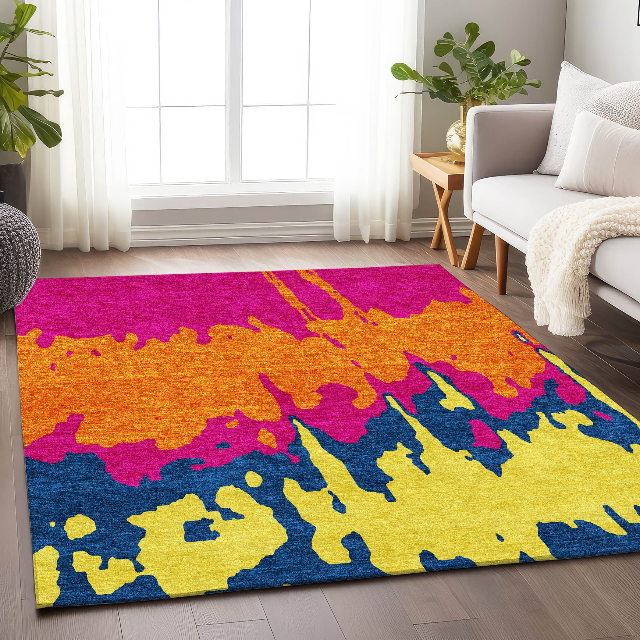 Seville Machine Washable Transitional Pink Rug 2'6" x 3'10" #shape_Rectangle