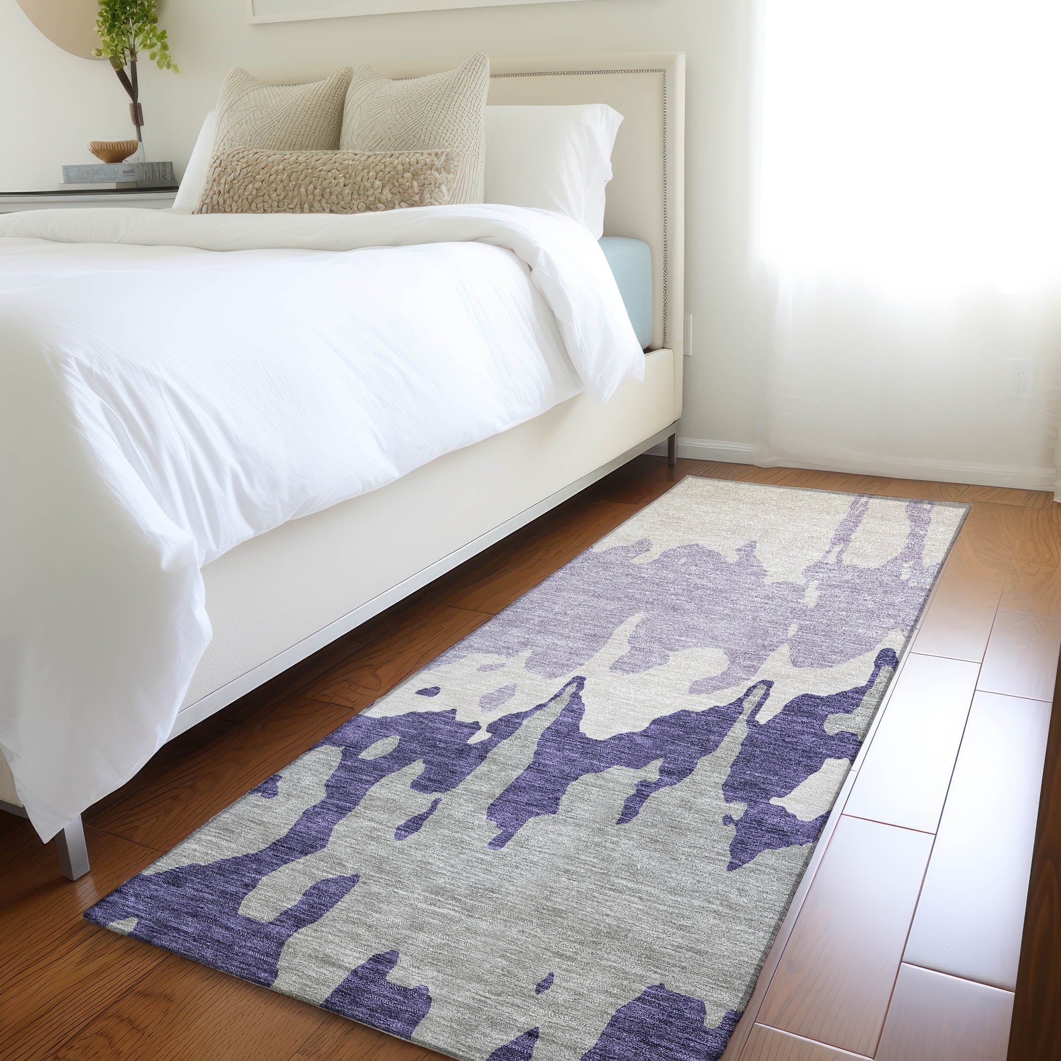 Seville Machine Washable Transitional Purple Rug 2'3" x 7'6" #shape_Runner