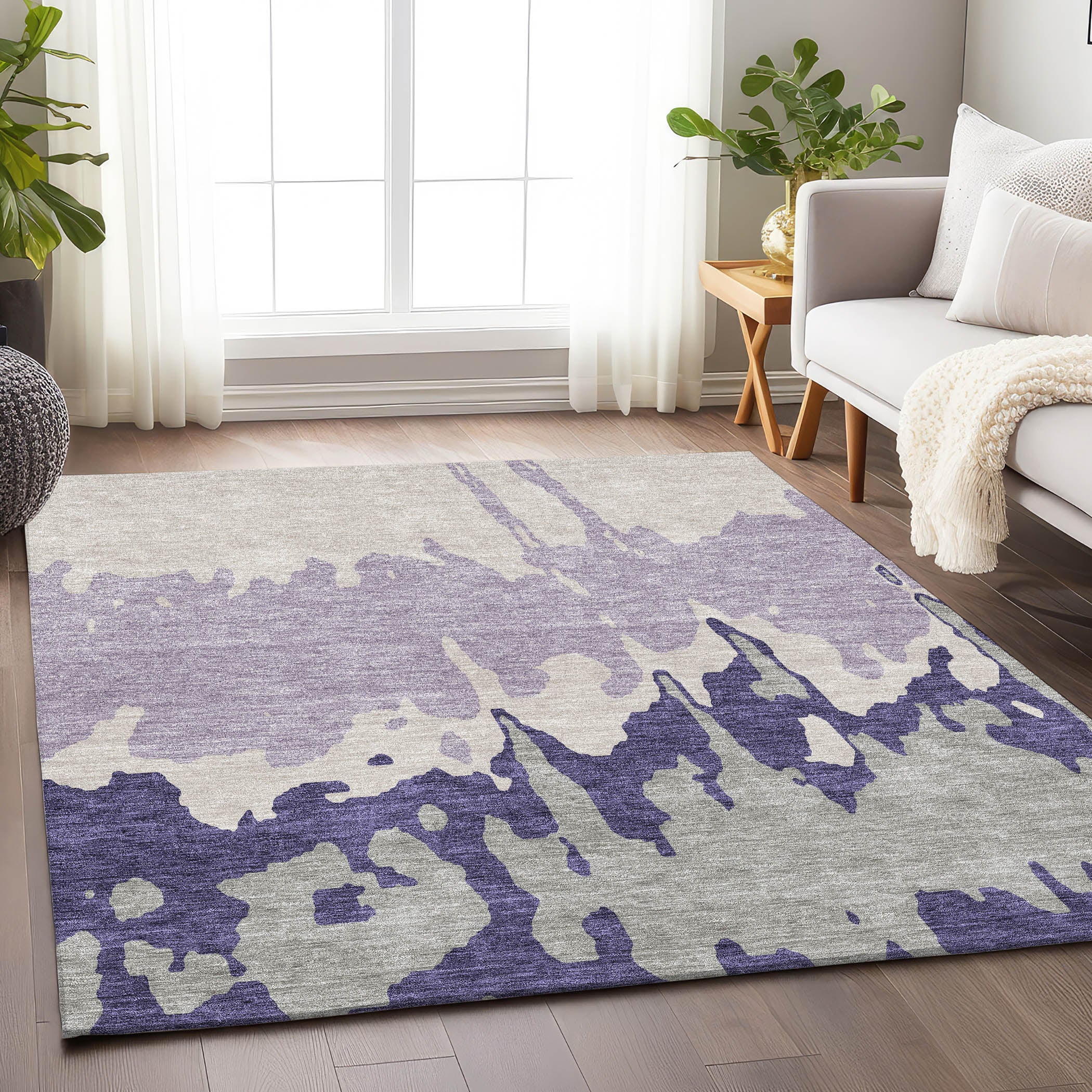 Seville Machine Washable Transitional Purple Rug 2'6" x 3'10" #shape_Rectangle