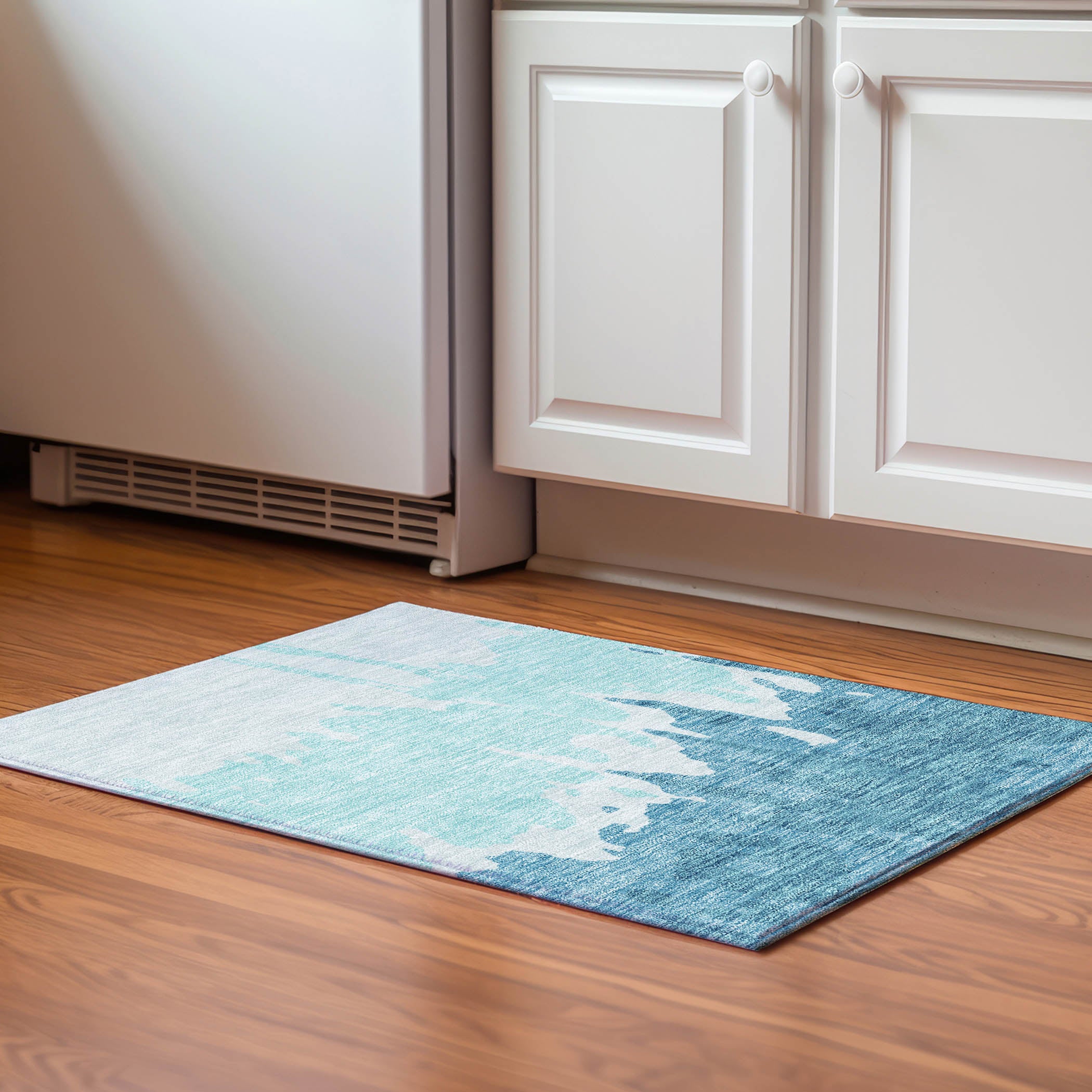 Seville Machine Washable Transitional Teal Rug 1'8" x 2'6" #shape_Rectangle