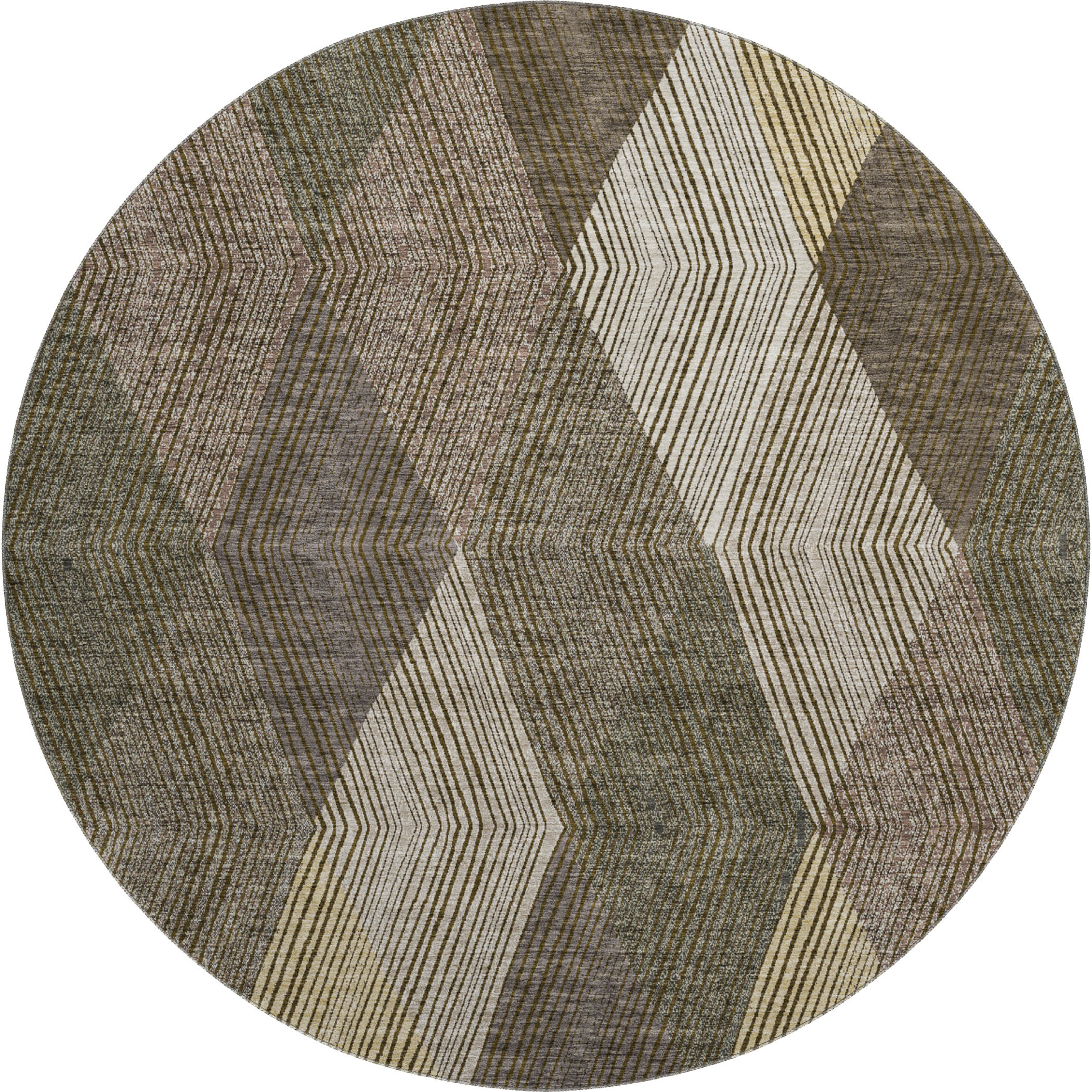 Seville Machine Washable Transitional Brown Rug 8' x 8' #shape_Round