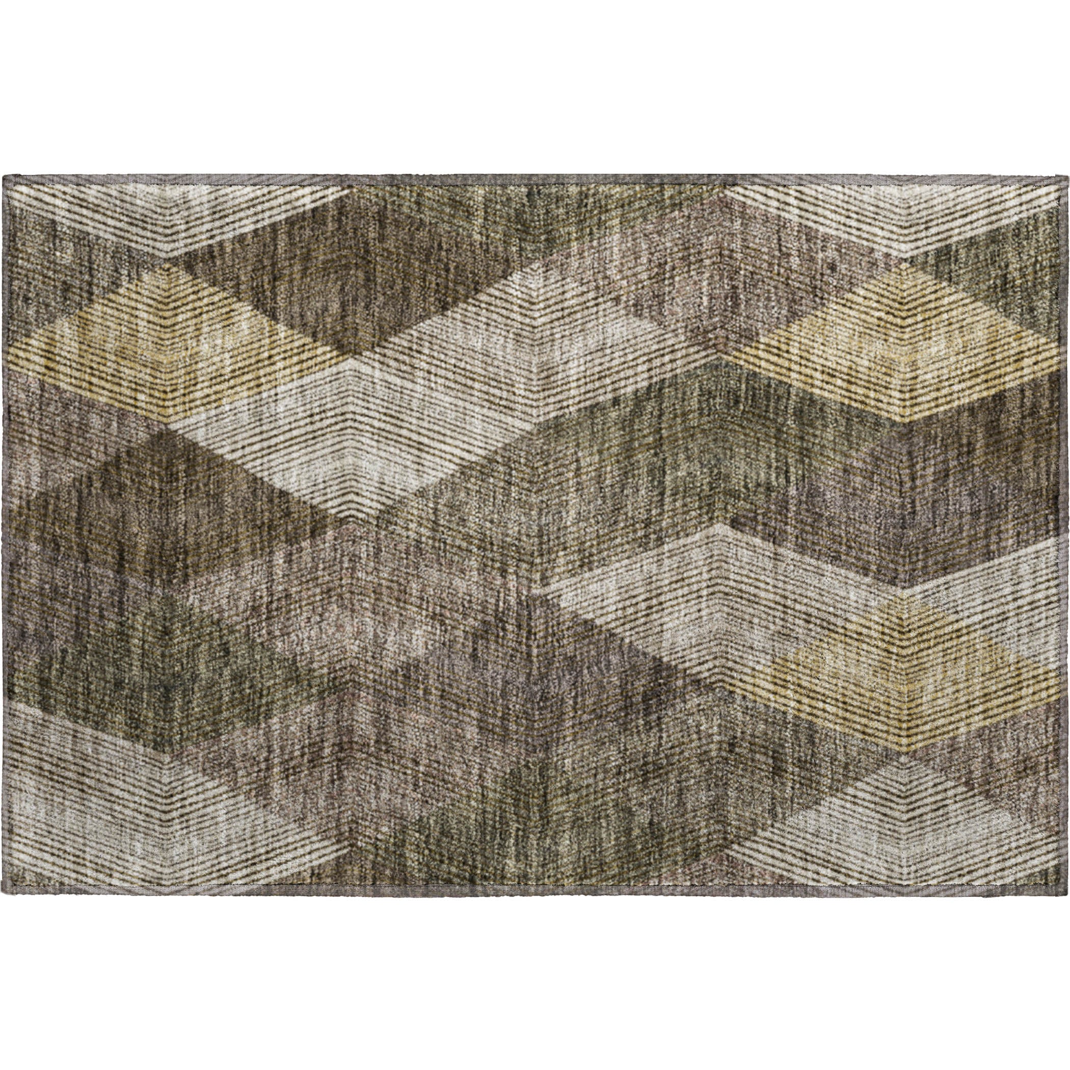 Seville Machine Washable Transitional Brown Rug 1'8" x 2'6" #shape_Rectangle