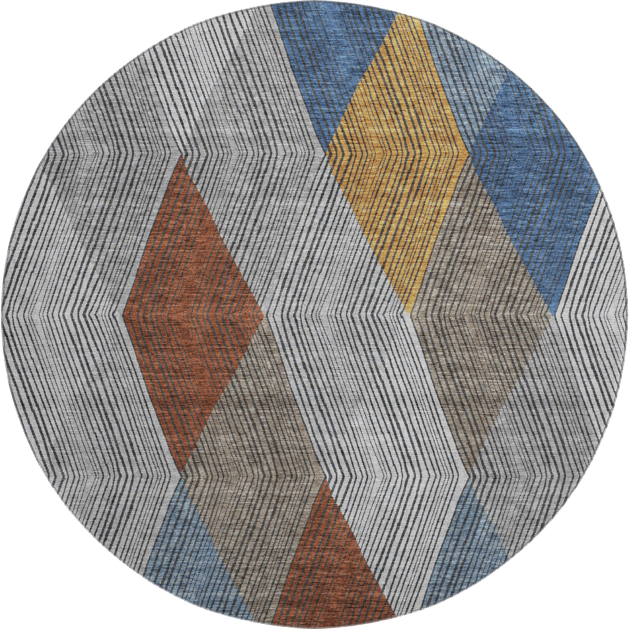 Seville Machine Washable Transitional Gray Rug 8' x 8' #shape_Round