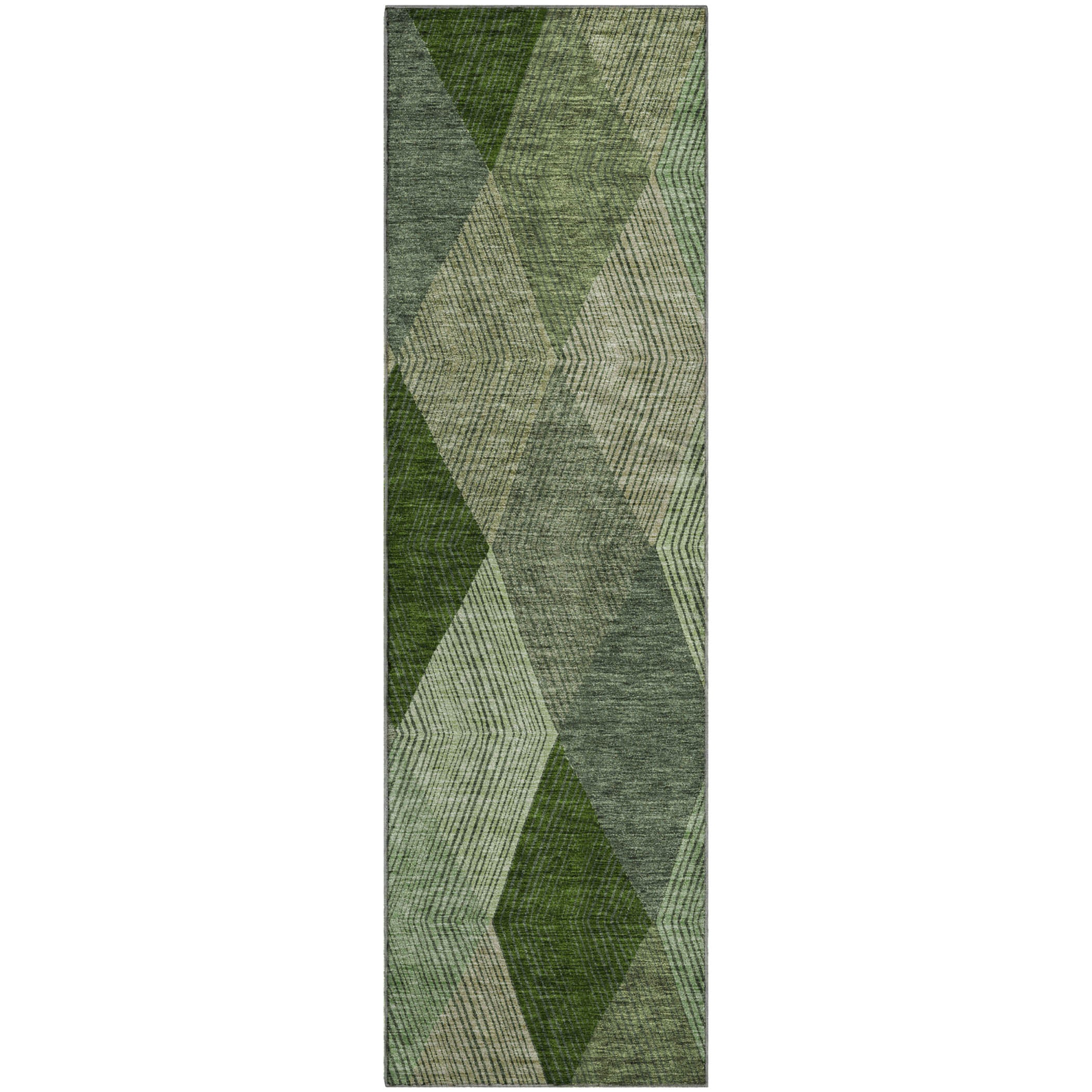 Seville Machine Washable Transitional Green Rug 2'3" x 7'6" #shape_Runner