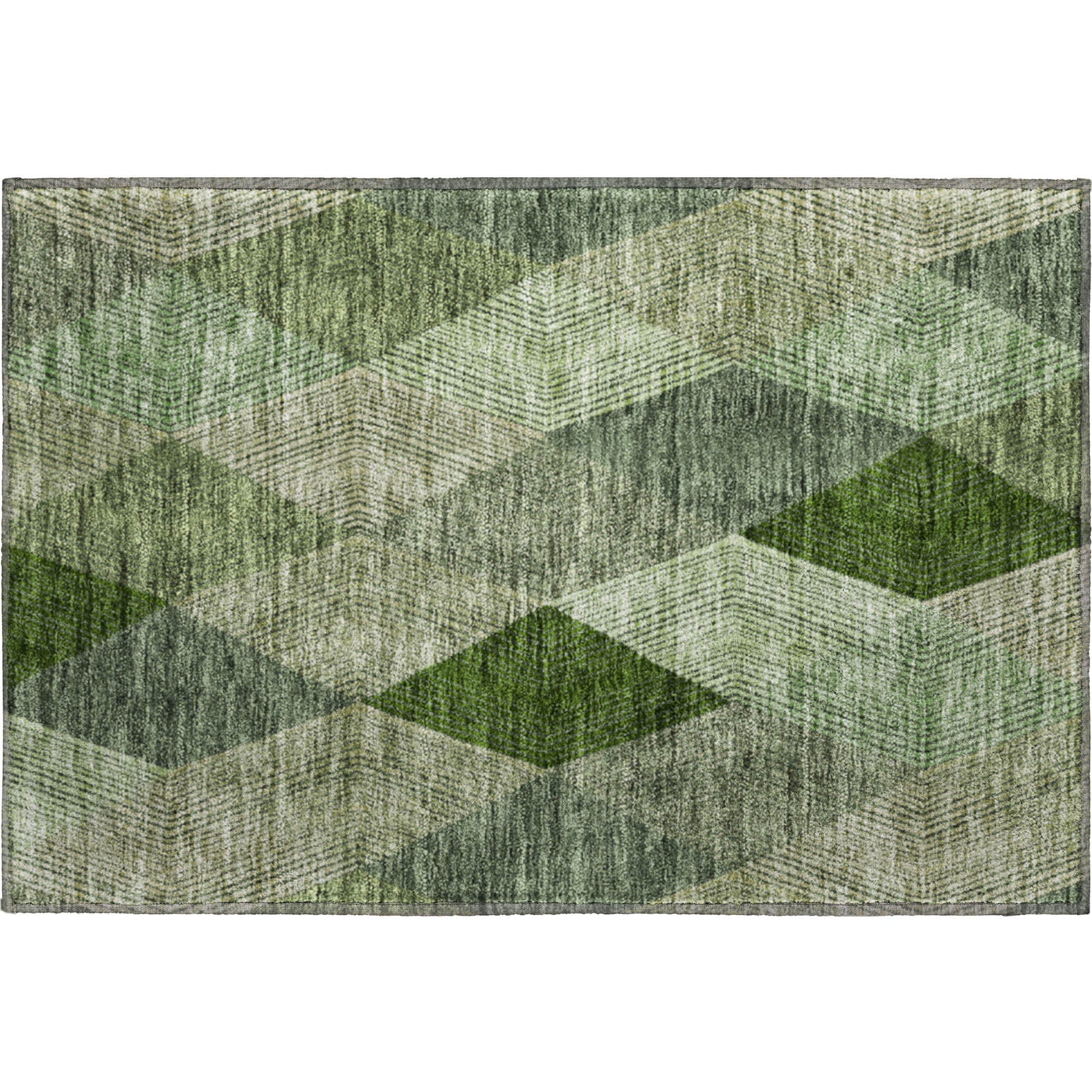 Seville Machine Washable Transitional Green Rug 1'8" x 2'6" #shape_Rectangle