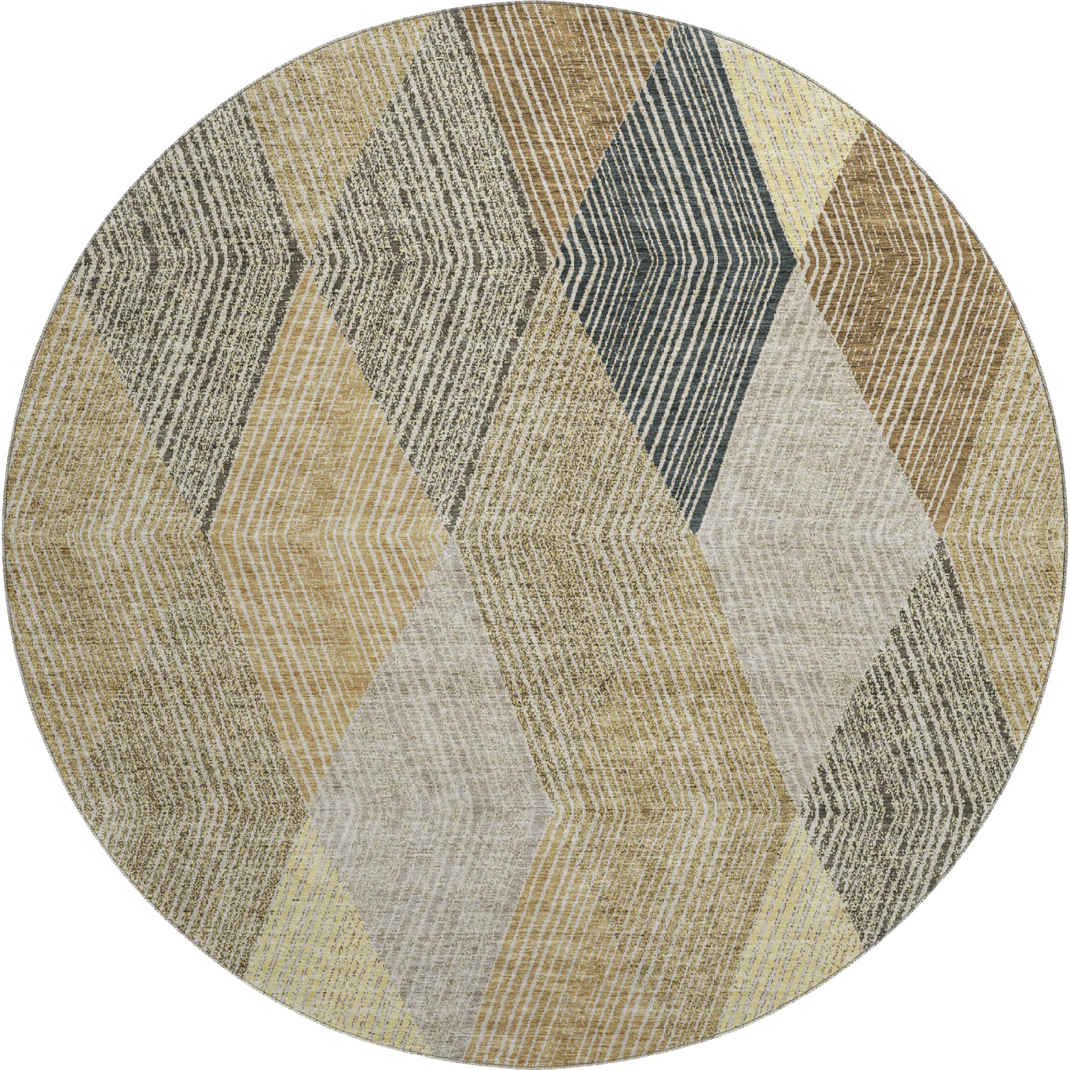 Seville Machine Washable Transitional Mocha Brown Rug 8' x 8' #shape_Round