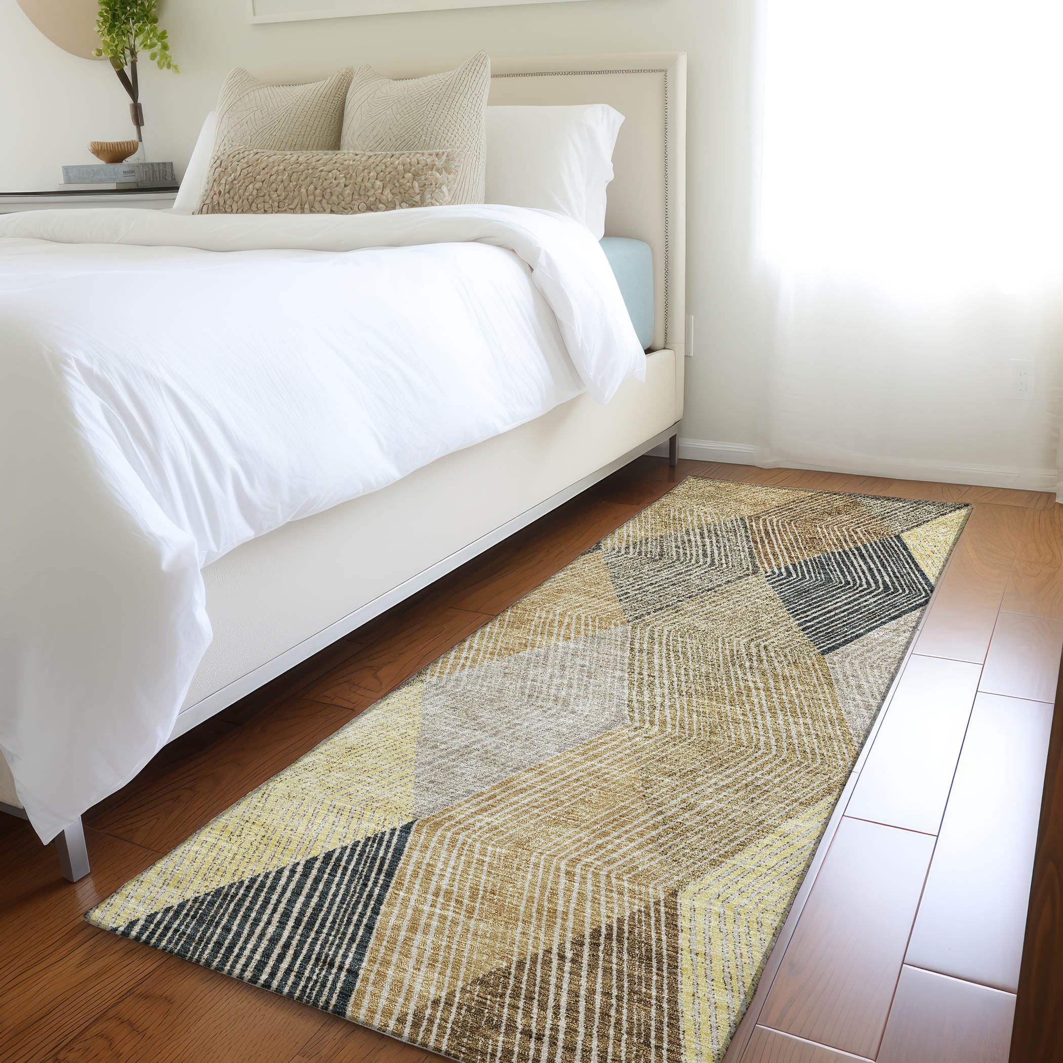 Seville Machine Washable Transitional Mocha Brown Rug 2'3" x 7'6" #shape_Runner