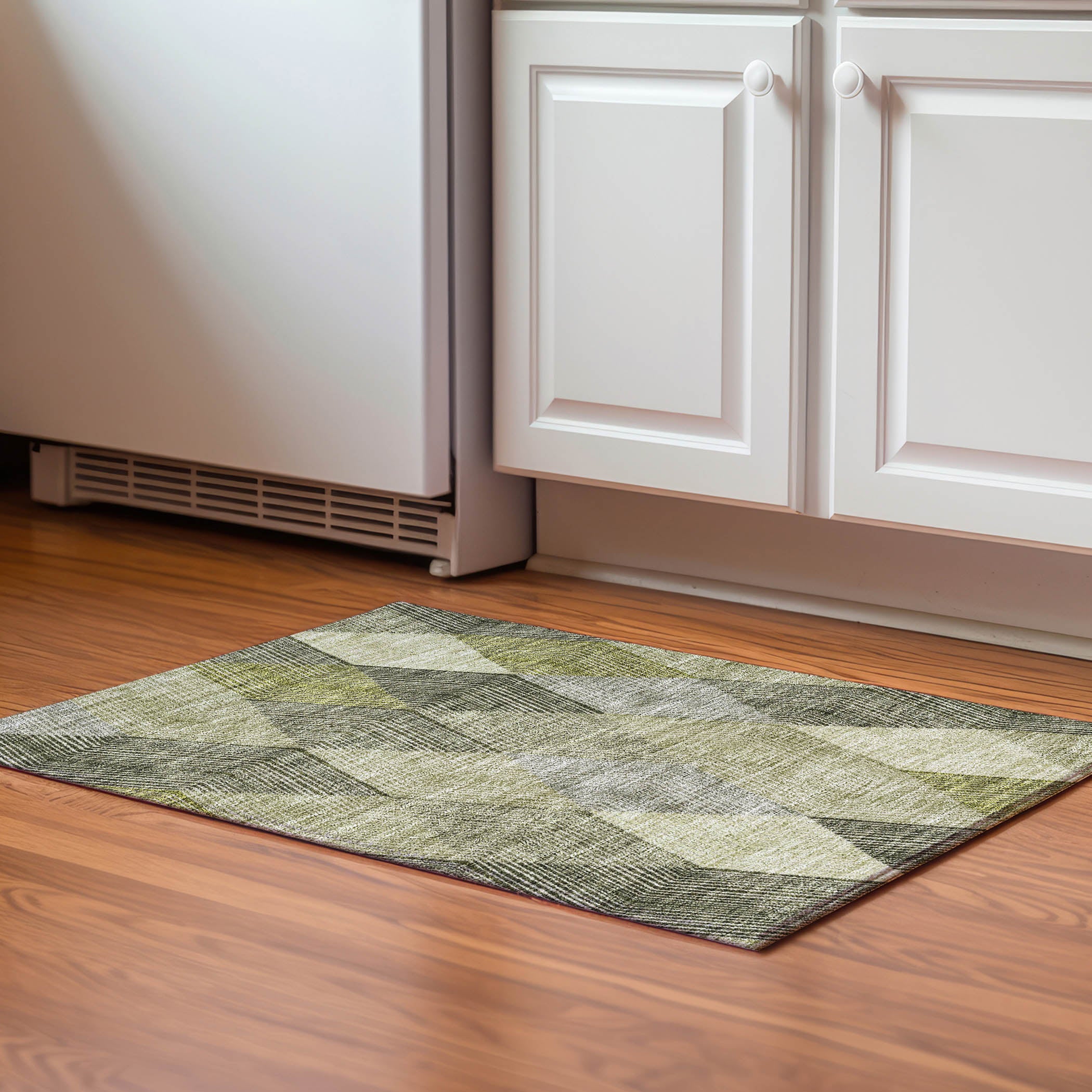 Seville Machine Washable Transitional Olive Green Rug 1'8" x 2'6" #shape_Rectangle