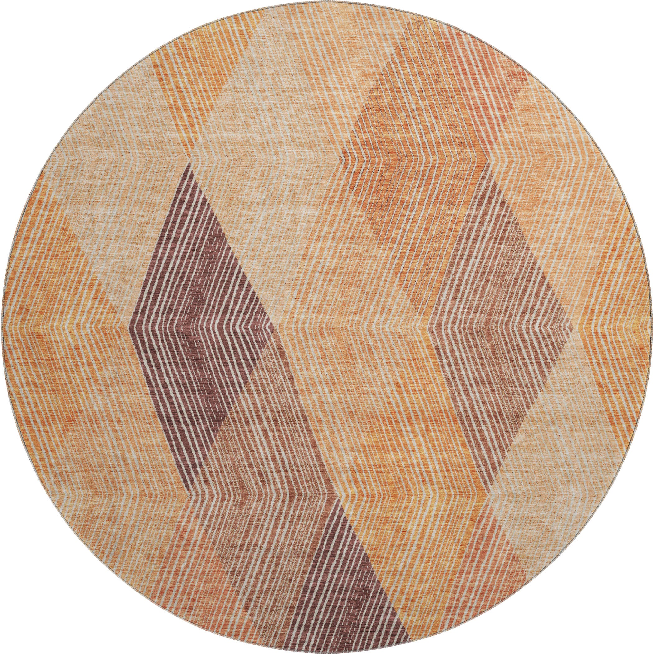 Seville Machine Washable Transitional Orange Rug 8' x 8' #shape_Round