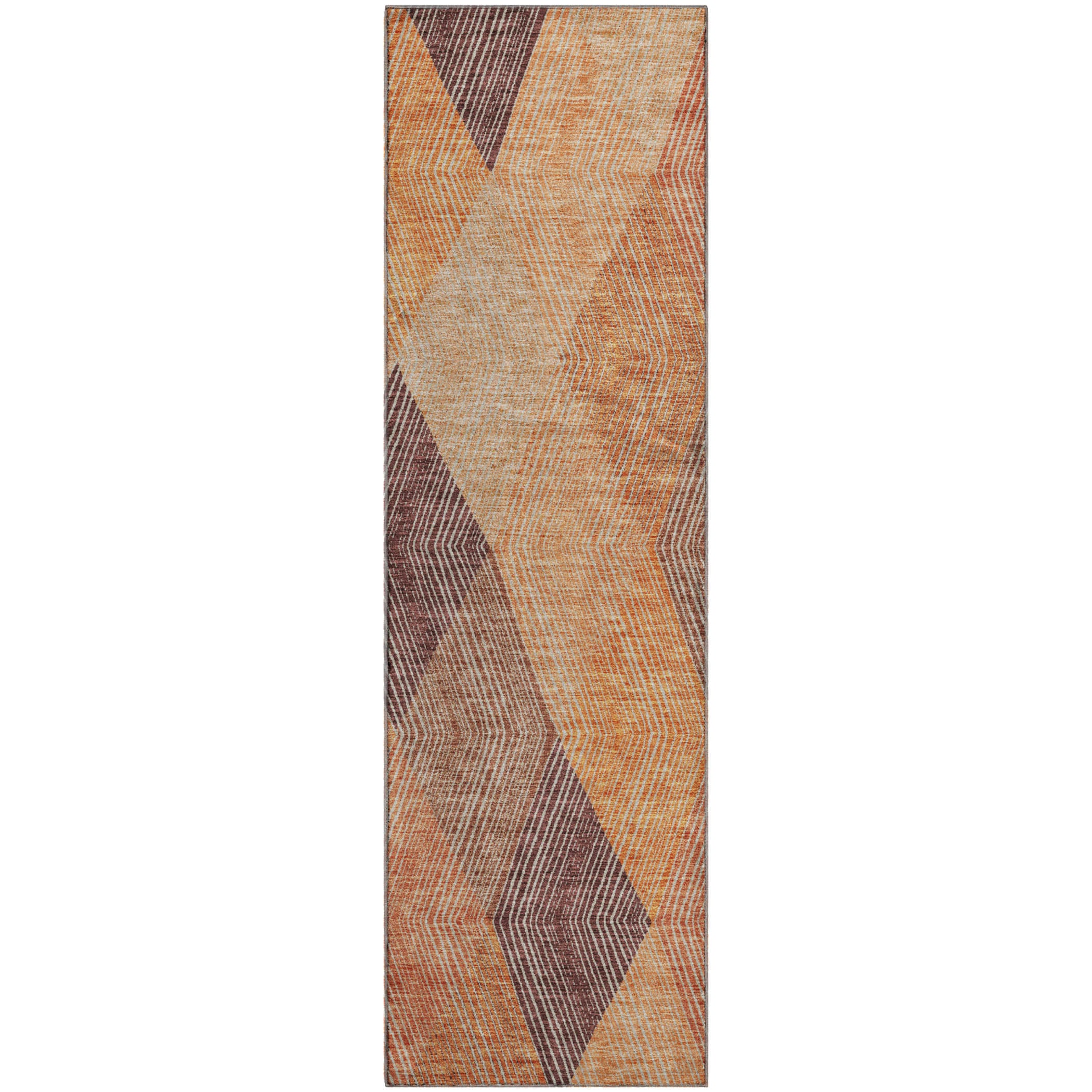 Seville Machine Washable Transitional Orange Rug 2'3" x 7'6" #shape_Runner
